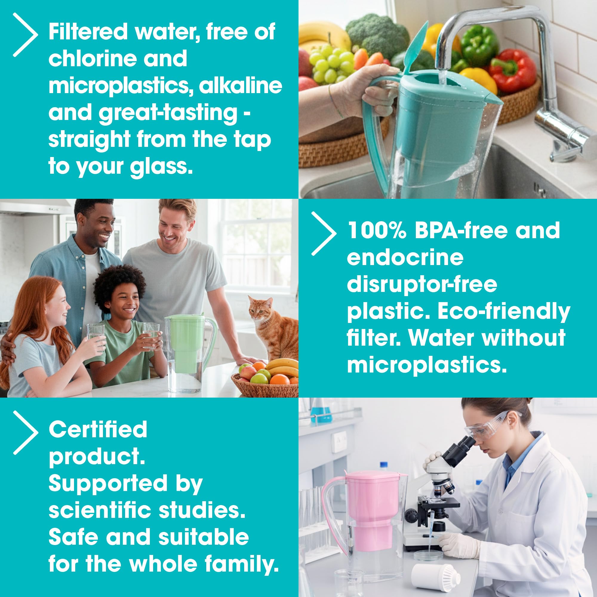 Alkanatur Drops Pitcher - Alkaline High pH 9 + Hydrogenates + Ionizes + Provides Magnesium Removes Chlorine, Metals, Fluorides, Microplastics, and More - Certifeid UNE 149101:2015