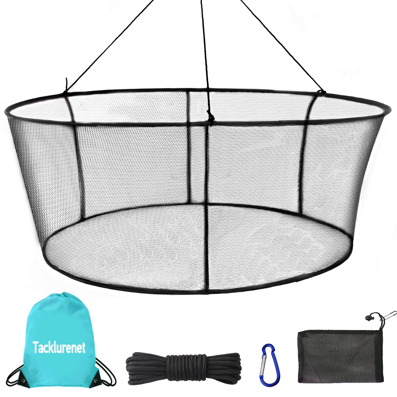 Foldable Drop Net for Pier Fishing, Pier Fishing Net for Pier Net with Waterproof and Quick-Drying, Drop Net for Pulling Up Fish with Rope for Minnows, Crawfish, Shrimp, Diameter
