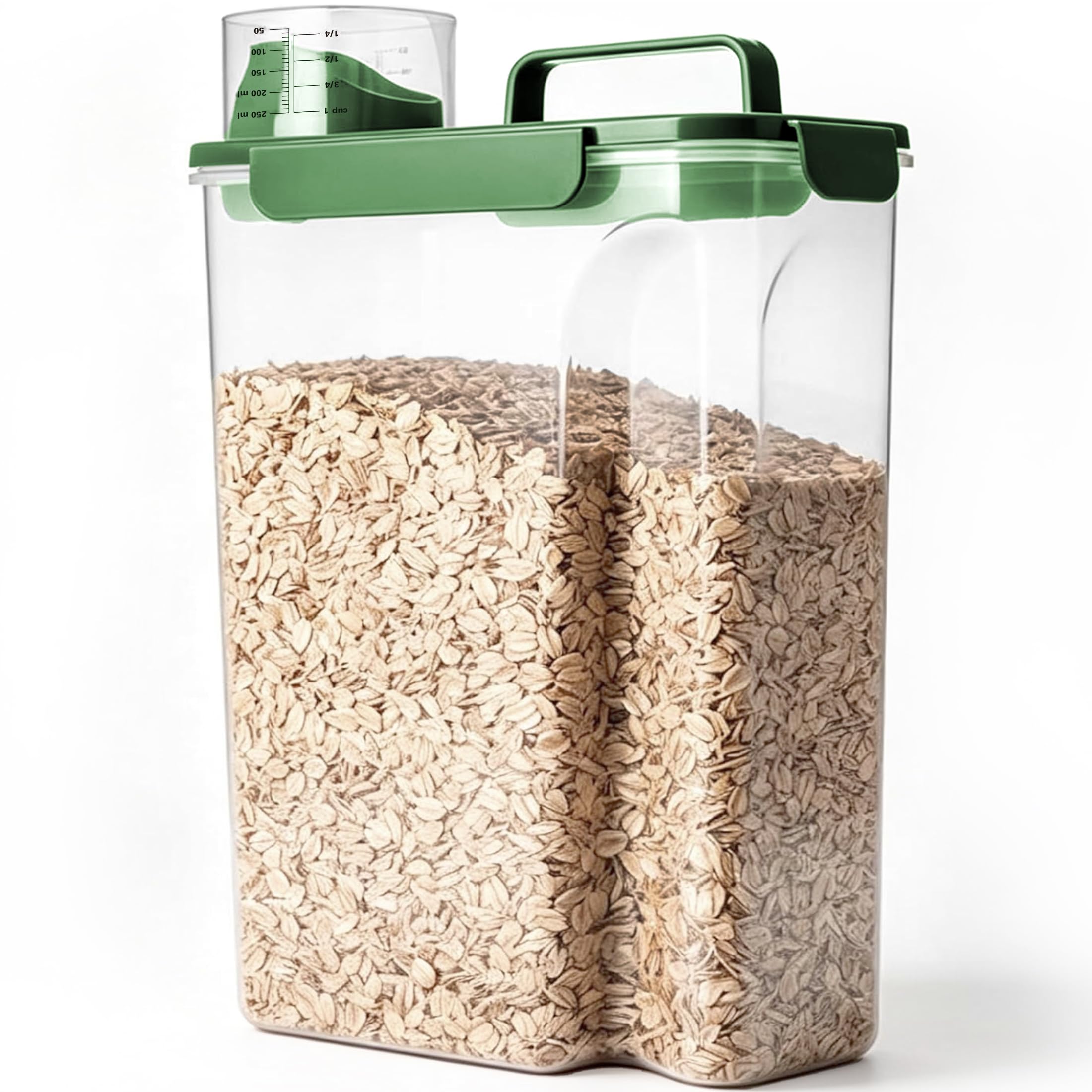 Komzon Rice Storage Containers, 20 lb Rice dispenser with Pouring Spout Large Bin for Flour, Pasta, Grain and Baking, Pet Dog Cat Bird Food Container Green