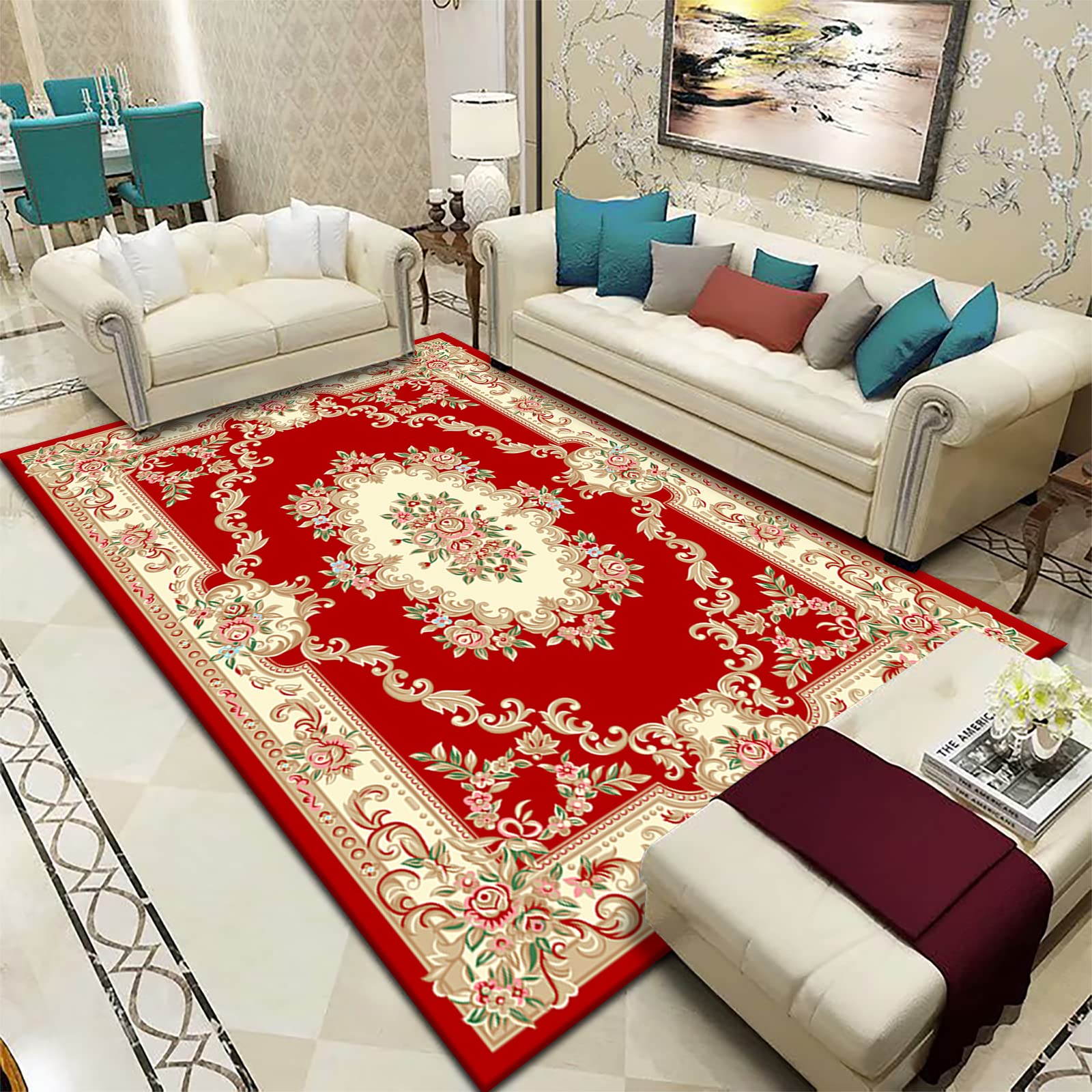 Tapis antidérapant à poils longs ultra stable pour chambre et couloir