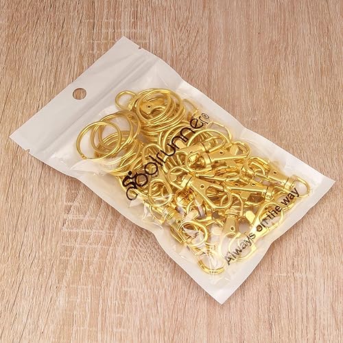 Miniatura 7 de Coolrunner 50 llaveros dorados con cierre de pinza de langosta, incluye 25 cierres giratorios, gancho a presión, cierre de pinza de langosta y 25