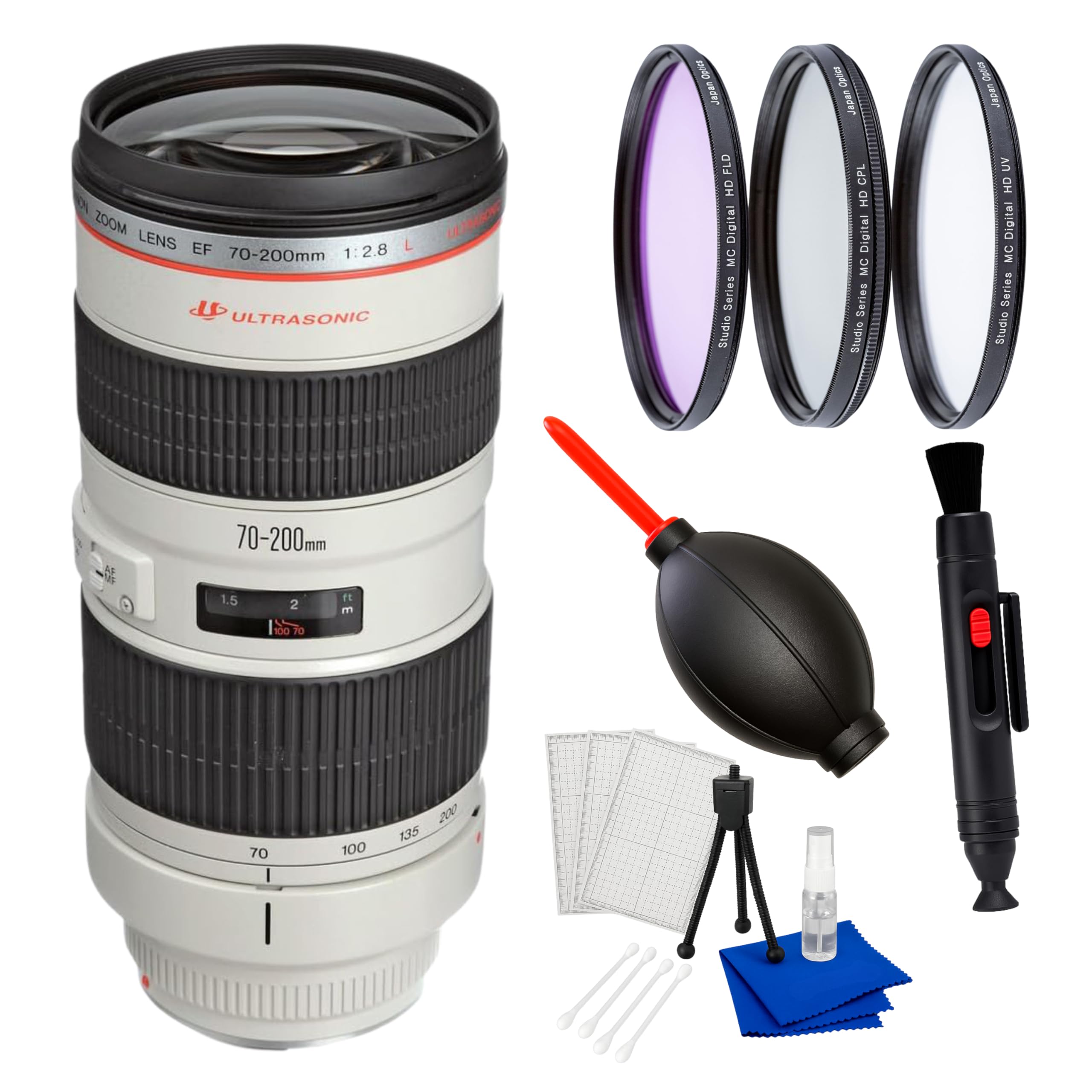 Canon EF 70-200mm F/2.8L USM Lens – Bundle with Manufacturer Accessories, 3-Piece Filter Kit, Lens Pen, Dust Blower & Cleaning Kit (Renewed)