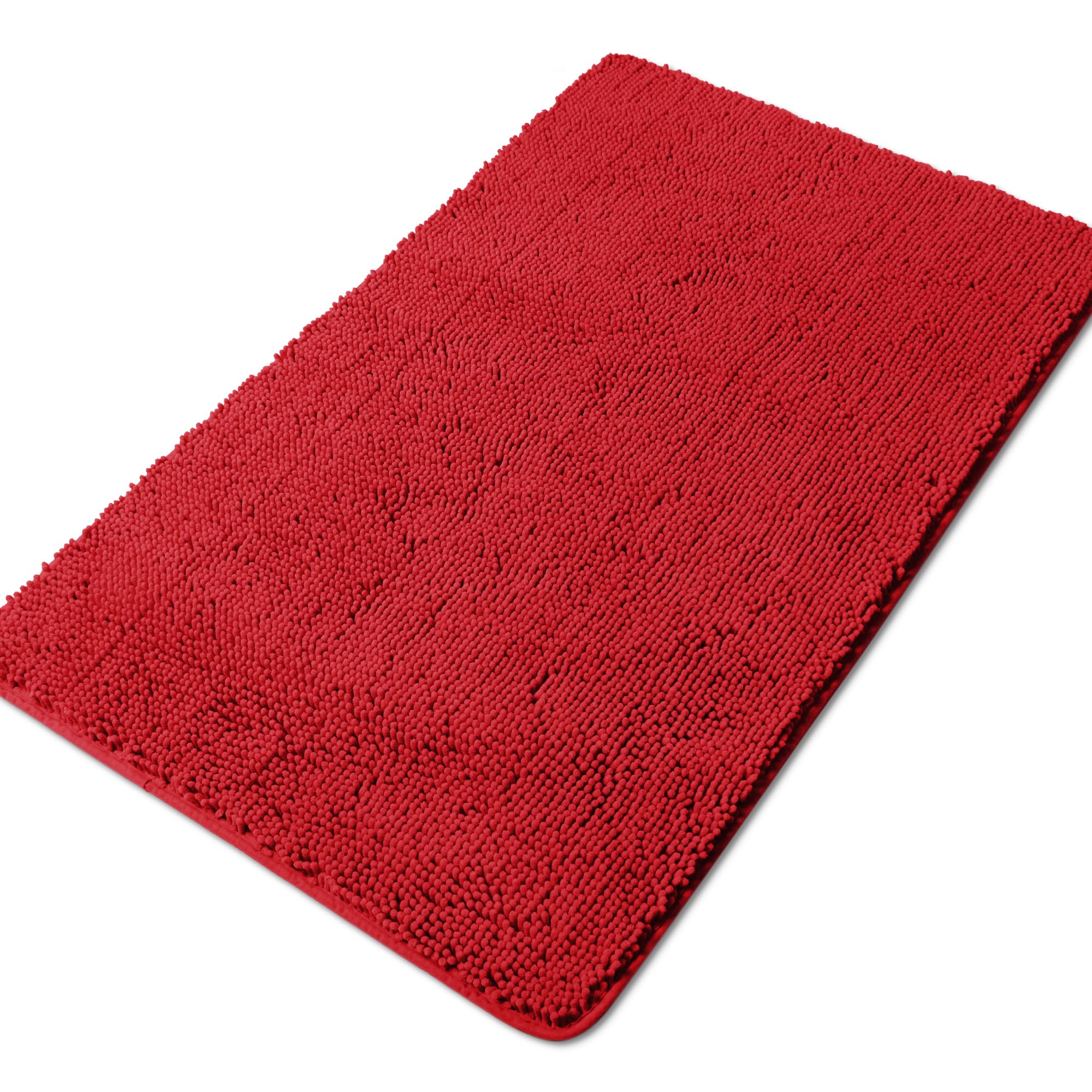 Yeaban Chenille Red Bathroom Rug 30"x50",Non-Slip Rubber Backing — image 1