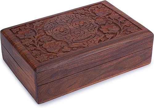 Miniatura 23 de Ajuny Handcrafted Decorative Wooden Jewelry Box Elephant Embossed Design Hand carved Solid Multipurpose Keepsake Storage Travel Organizer Treasure