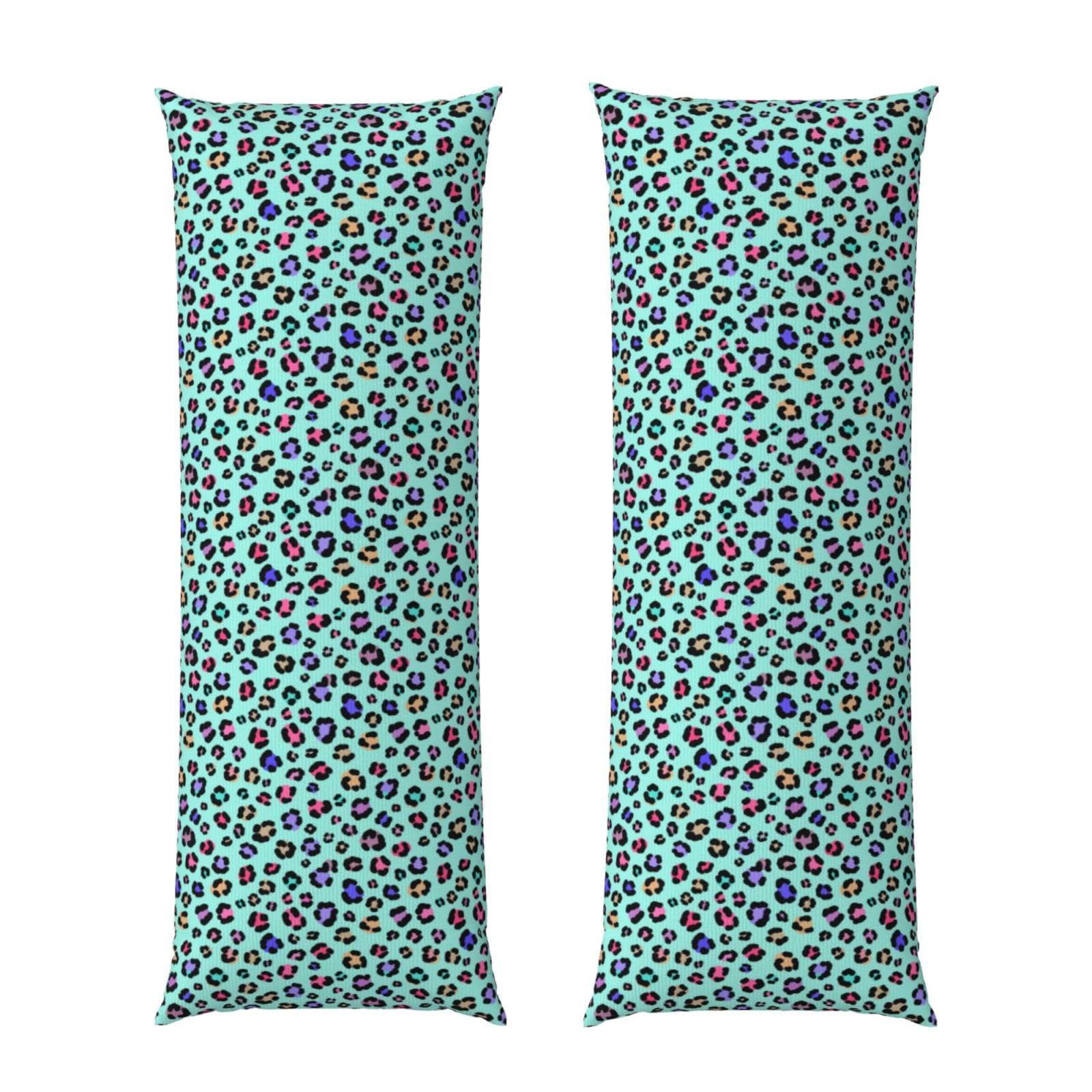 Body Pillow Case 20x60 Inch, Animal Skin Colorful Cheetah Leopard Print Floral, Zippered Cozy Pillow Cover, Softffy Fabric, Comfortable Protector for Bedroom Couch Sofa