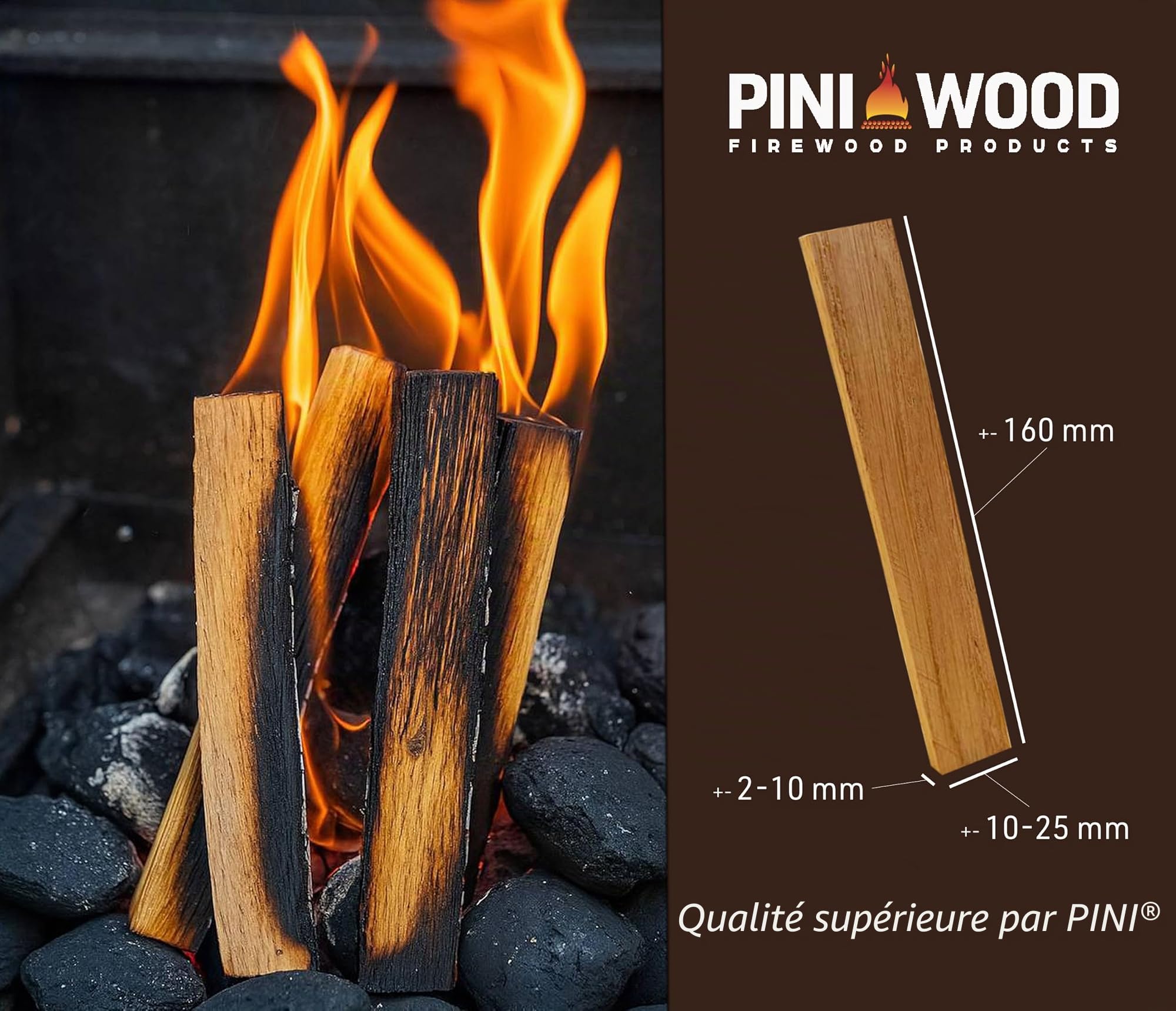 PINI Allume-bois de chauffage en bois de chêne, 30 kg, bois d'allumage pour cheminée, barbecue, feu de camp, brasero
