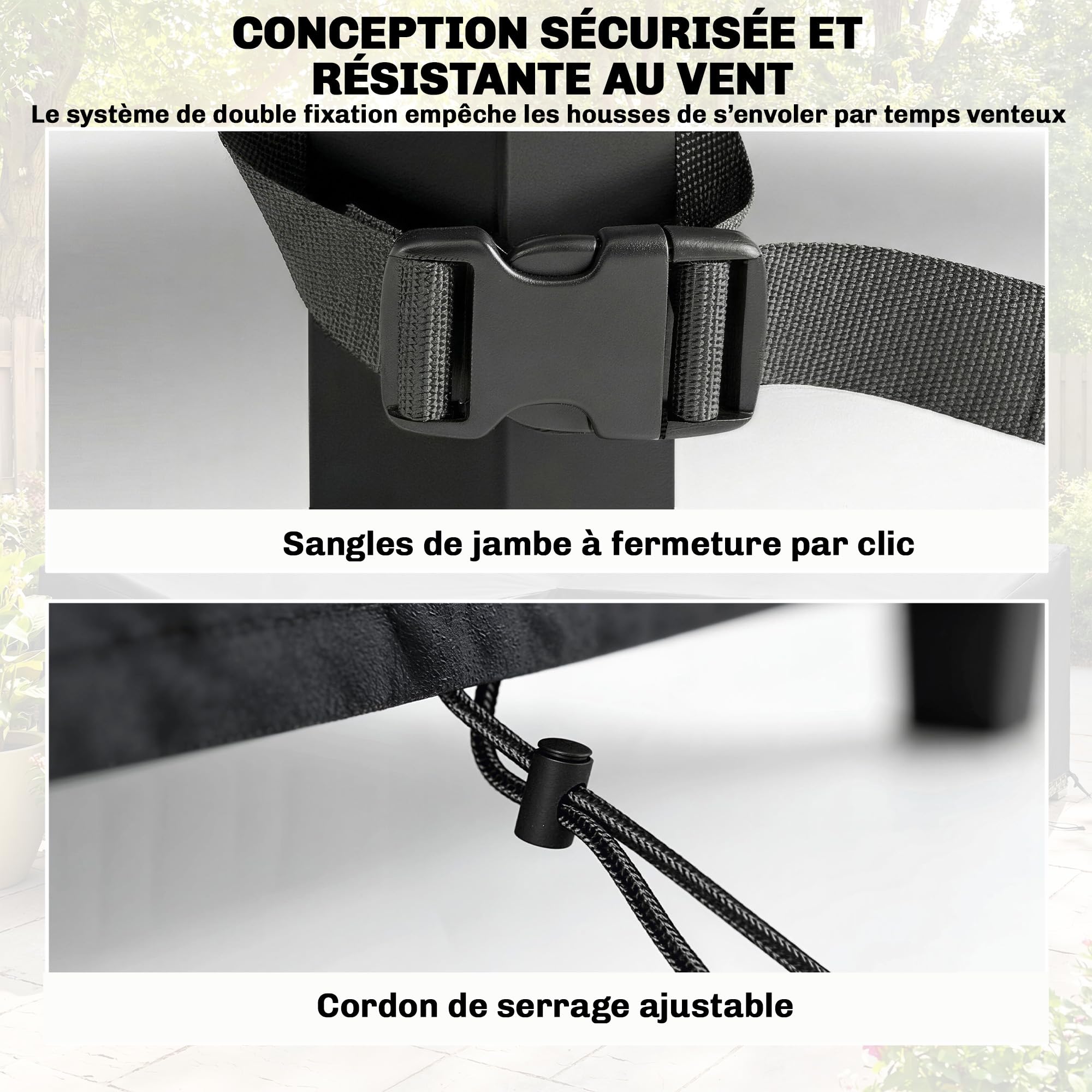 Outsunny Ensemble de 4 Housses Salon de Jardin Imperméables 420D Tissu Oxford, Bâche de Potection Extérieure avec 6 Évents et Sac de Rangement, pour Table et Canapé, Noir