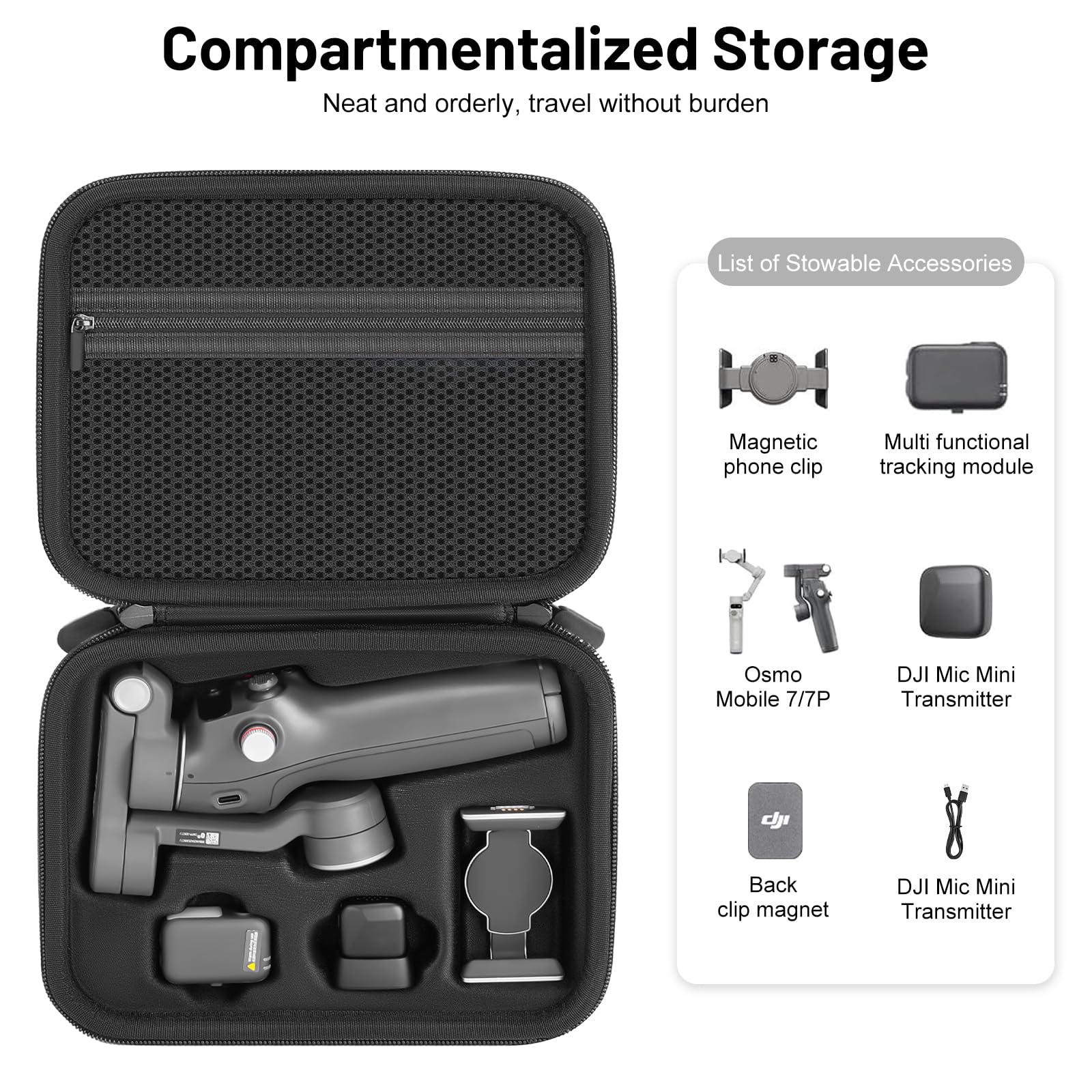 Étui Sac pour DJI Osmo Mobile 7P/8, Sac de Rangement Portable Compact pour DJI Osmo Mobile 7/7P/8 Vlog Combo