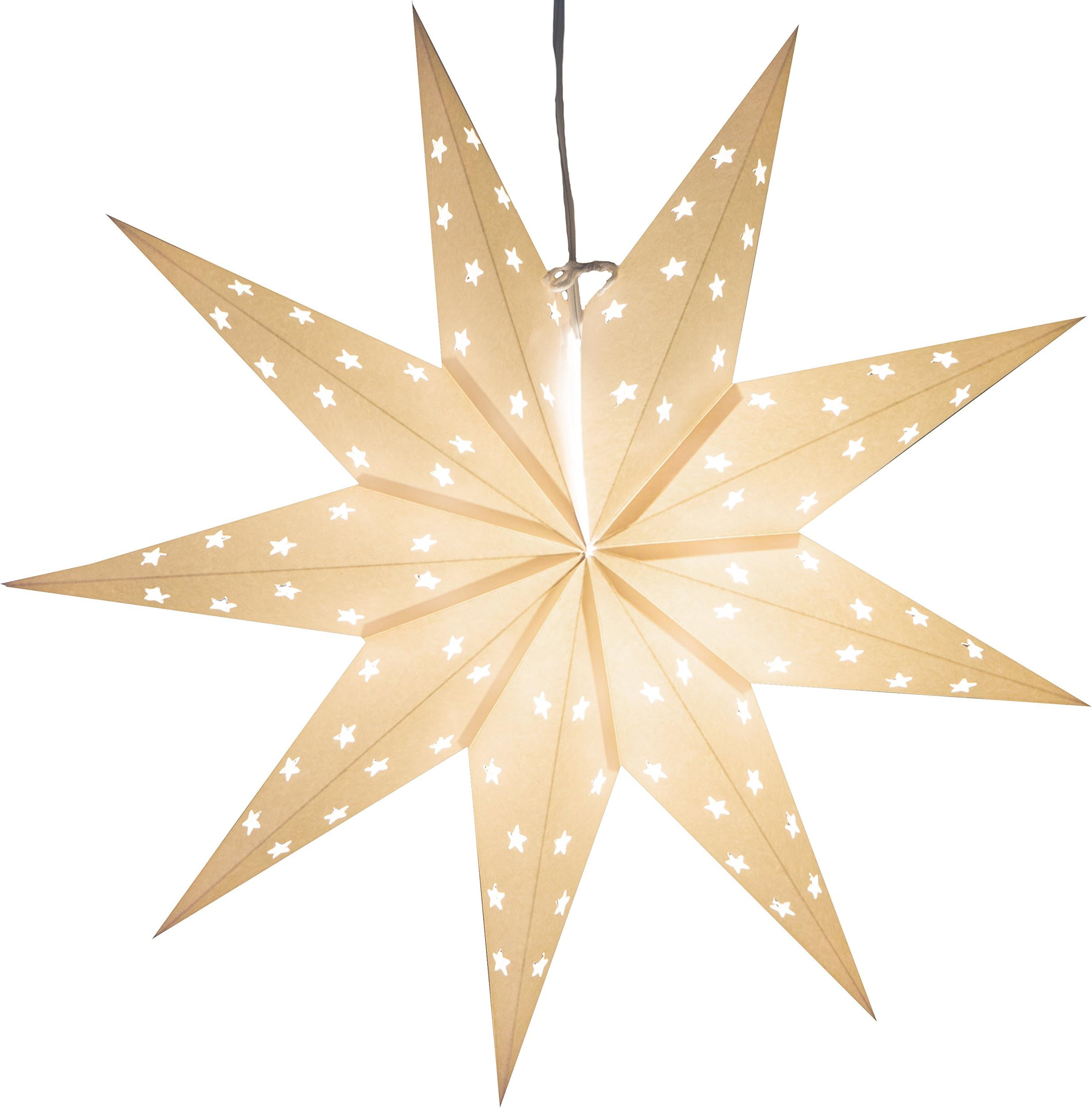 9-Pointed White Paper Star Lantern with 12 Foot Power Cord Included, Modern Style, Eco-Friendly