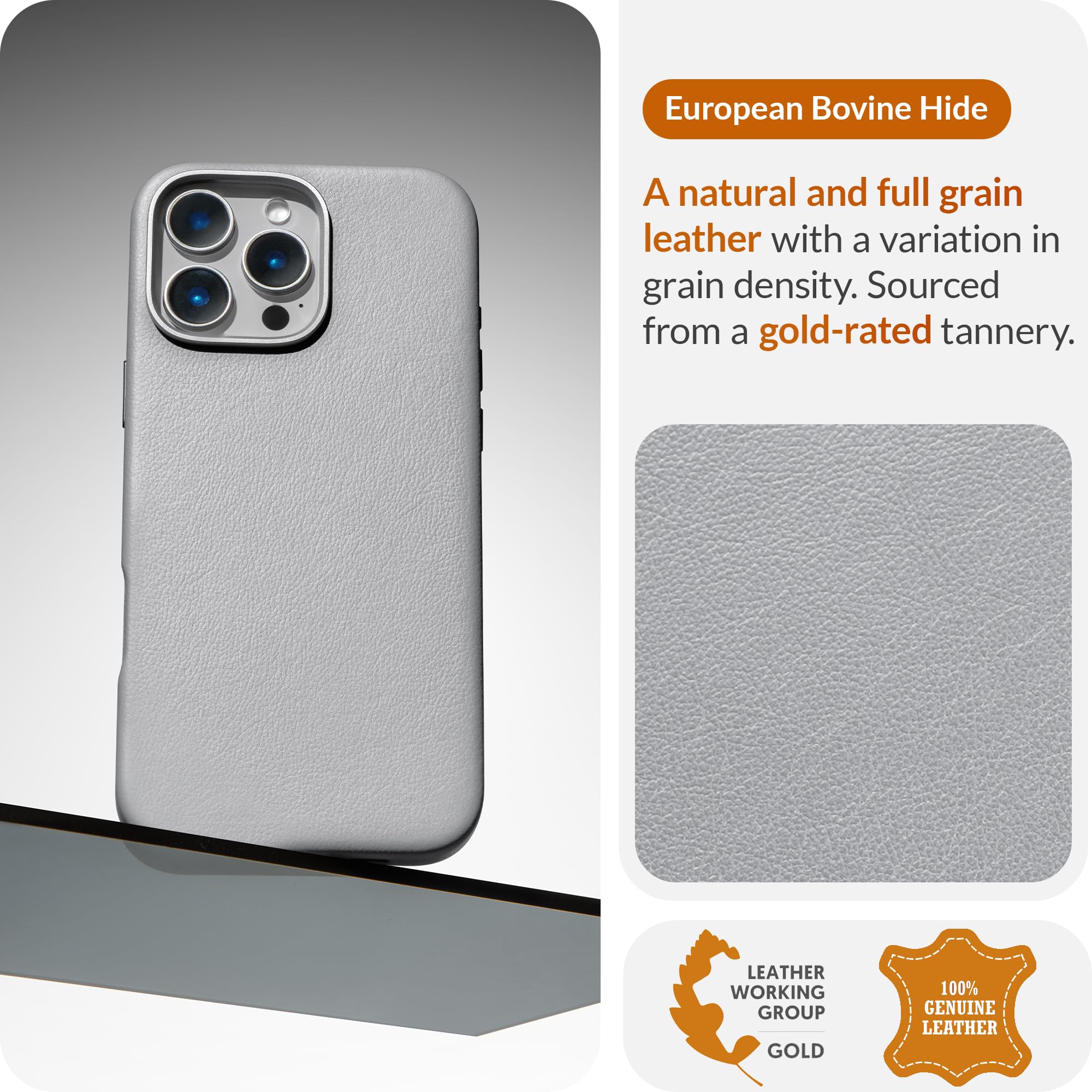 LONLI Classic, for iPhone 16 Pro, European Genuine Vele Leather Phone Case, Smoothen and Soften Over Time - Image 3