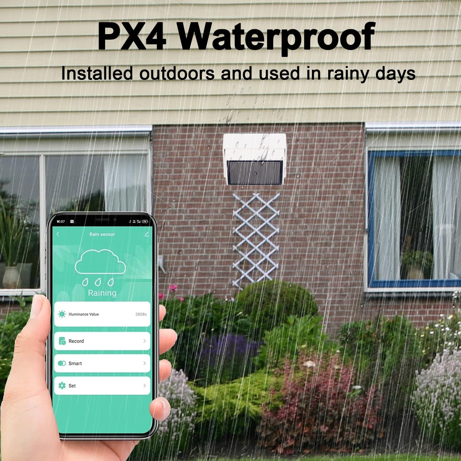 Haozee Tuya Zigbee Sensore Pioggia con Sensore Luce, Richiede TUYA HUB, Supporta Zigbee2mqtt Home Assistant, IPX4 Impermeabile per Uso Esterno