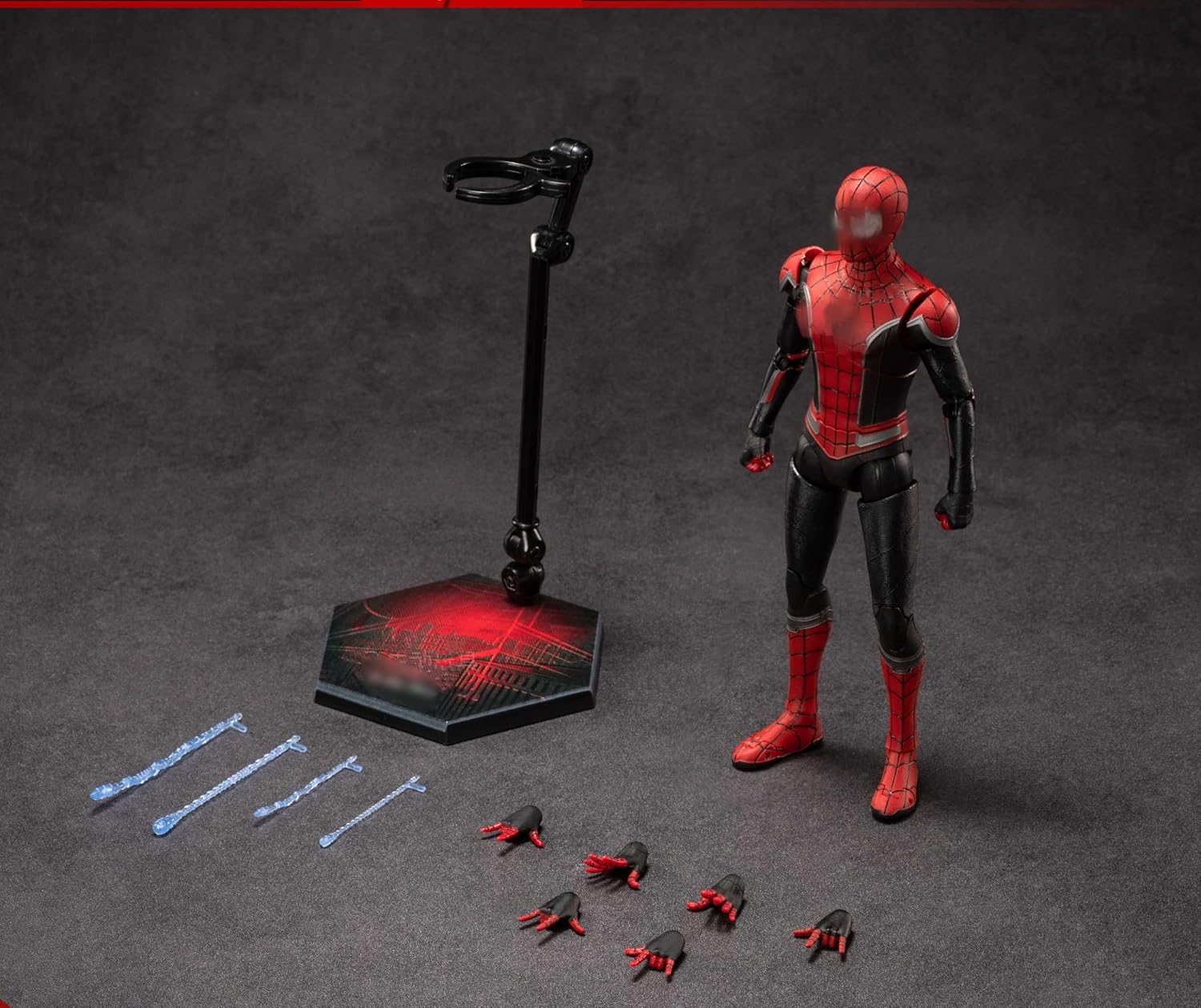 LonullyMege No Way HomeSpiderman Action Figures- 7 Inch All Joints Movable Exquisite Collection Model Gift (Red & Black)