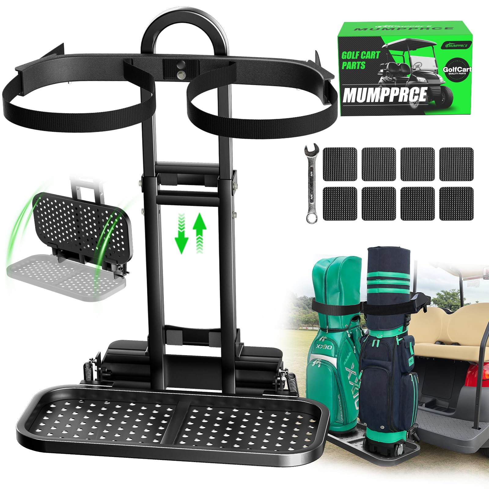 Pre-installed Universal Foldable Golf Cart Rear Seat Bag Holder Upgraded Golf Cart Rear Seat Bag Rack for EZGO