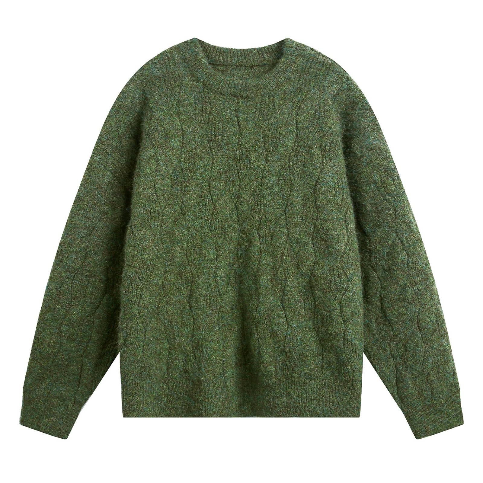 Generisch Jersey de punto para hombre, de punto fino, manga larga, cuello redondo, suéter de invierno, cálido, para el trabajo, otoño, chaqueta de entretiempo