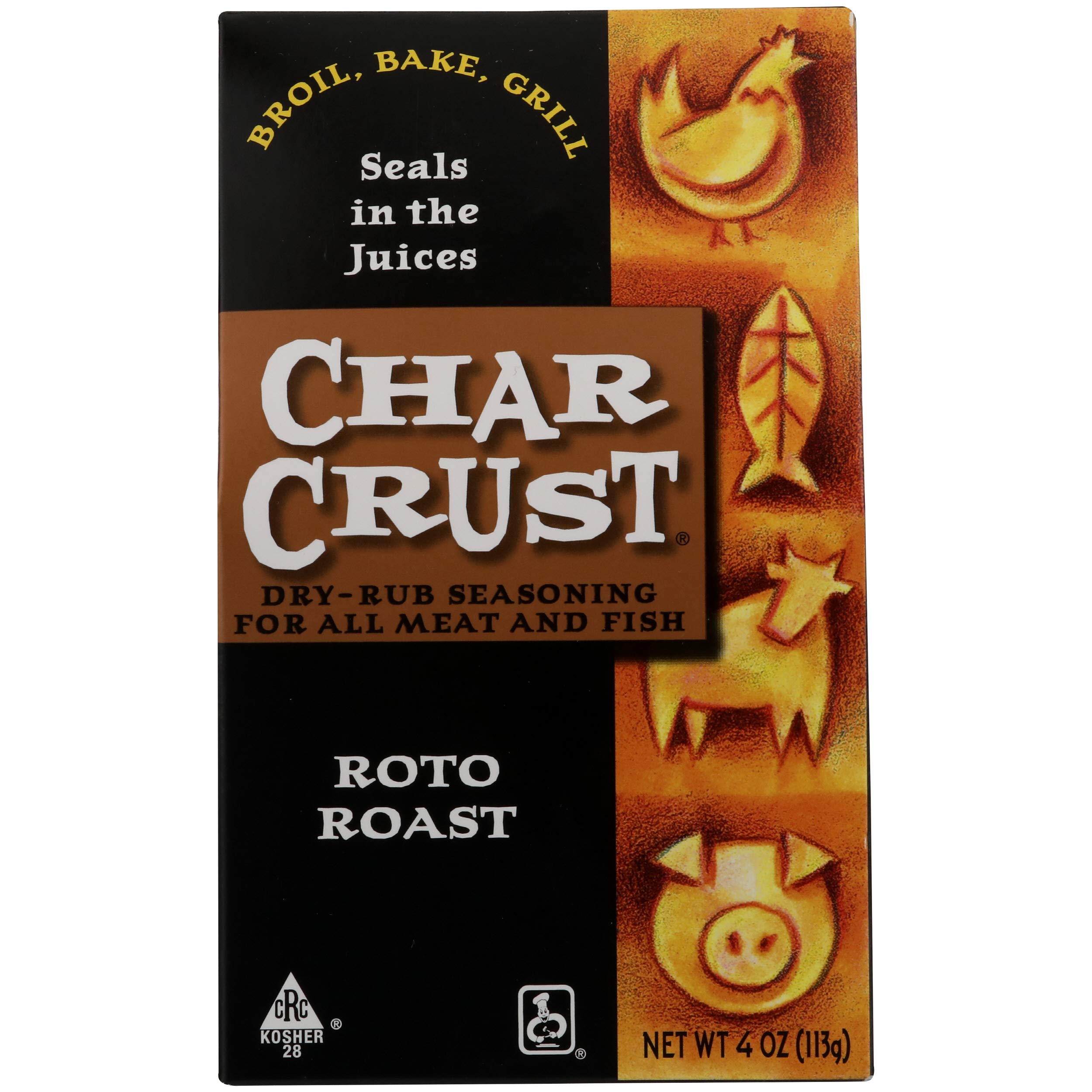 Char CrustDry-Rub Seasoning, Rotisserie Roast, for Chicken, Prime Rib, Roasts and Potatoes, 4-Ounce (Pack of 1)