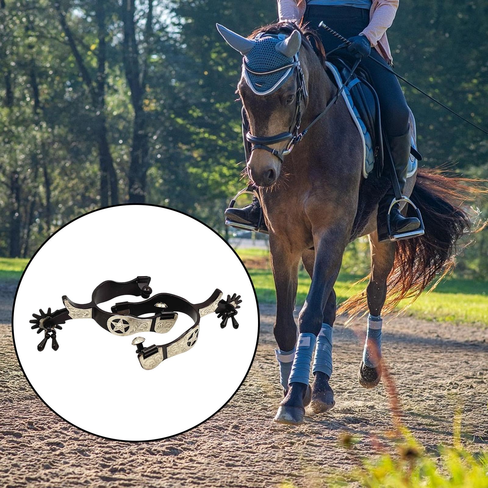 Oshhni 2 Piezas Espuelas Decorativas para Acero Inoxidable Engranaje Flor Grabada Adecuadas para Entrenamiento