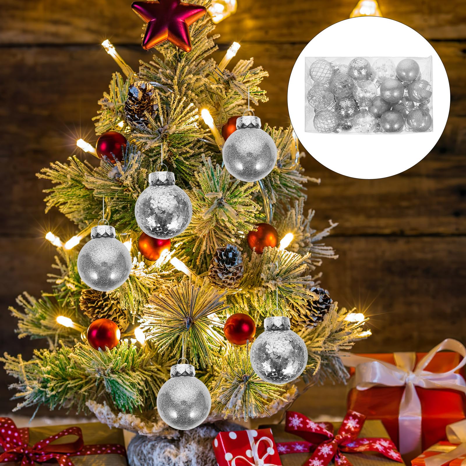 Toyvian 90 Pièces Boules de Noël à Suspendre en Plastique, Décorations