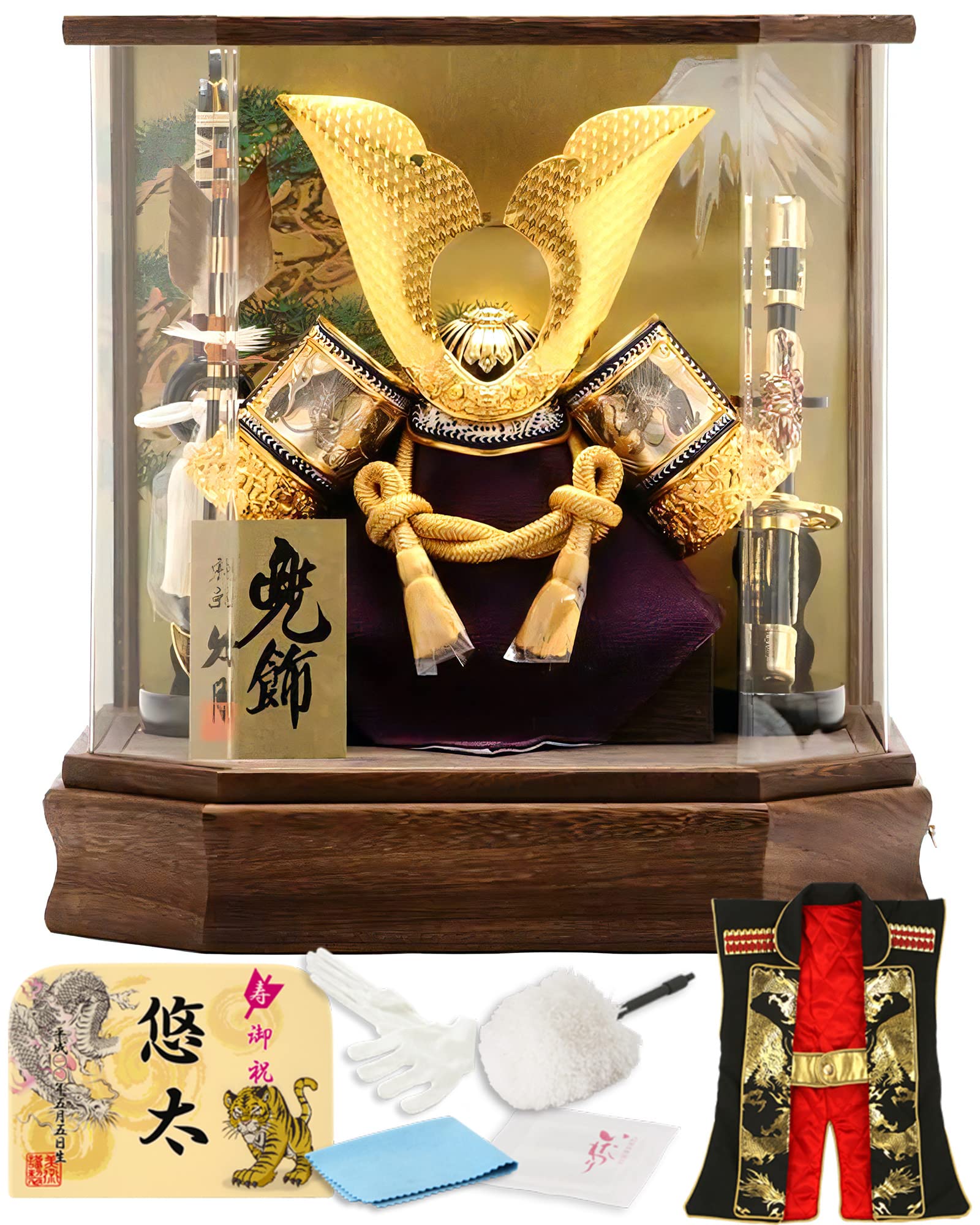 Amazon | 五月人形 コンパクト おしゃれ 久月 兜 ケース 六角 大鍬形