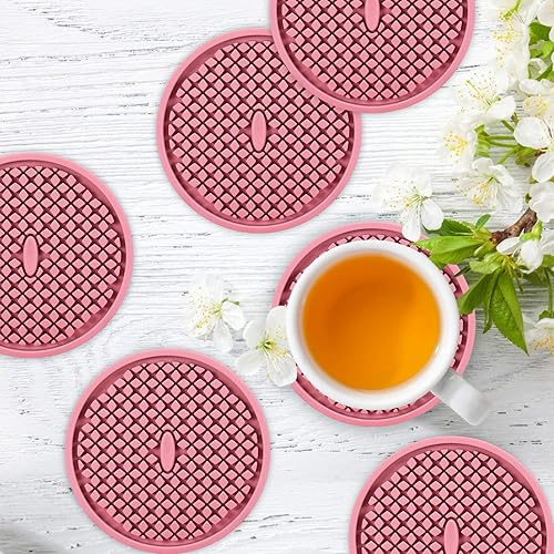 Miniatura 2 de ME.FAN Posavasos de silicona 6 unidades Posavasos gruesos con soporte  Tapete para tazas, antideslizante, antiadherente, permanece en su lugar,