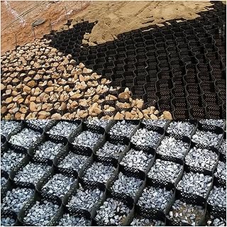 Ground Stabilization Grid,Gravel Grid,Pea Gravel Grid Paving Stabilizer,HDPE Honeycomb Geocell Permeable Pavers,for Patios,Sheds, Slopes,Pathways and Parking,3 * 5m(9.84 * 16.4ft)