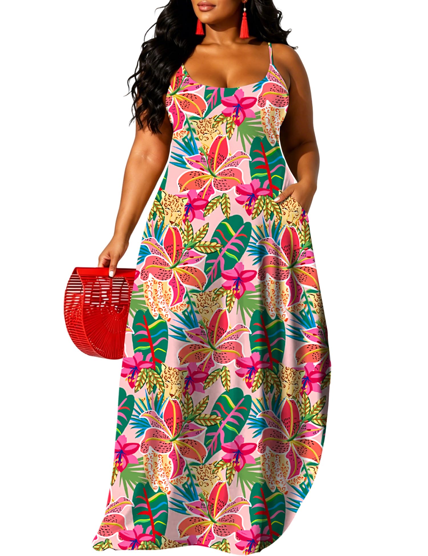 Hawaiian Dresses Women Plus Size Luau Party Sundress Summer Maxi Tropical Boho Beach Dress