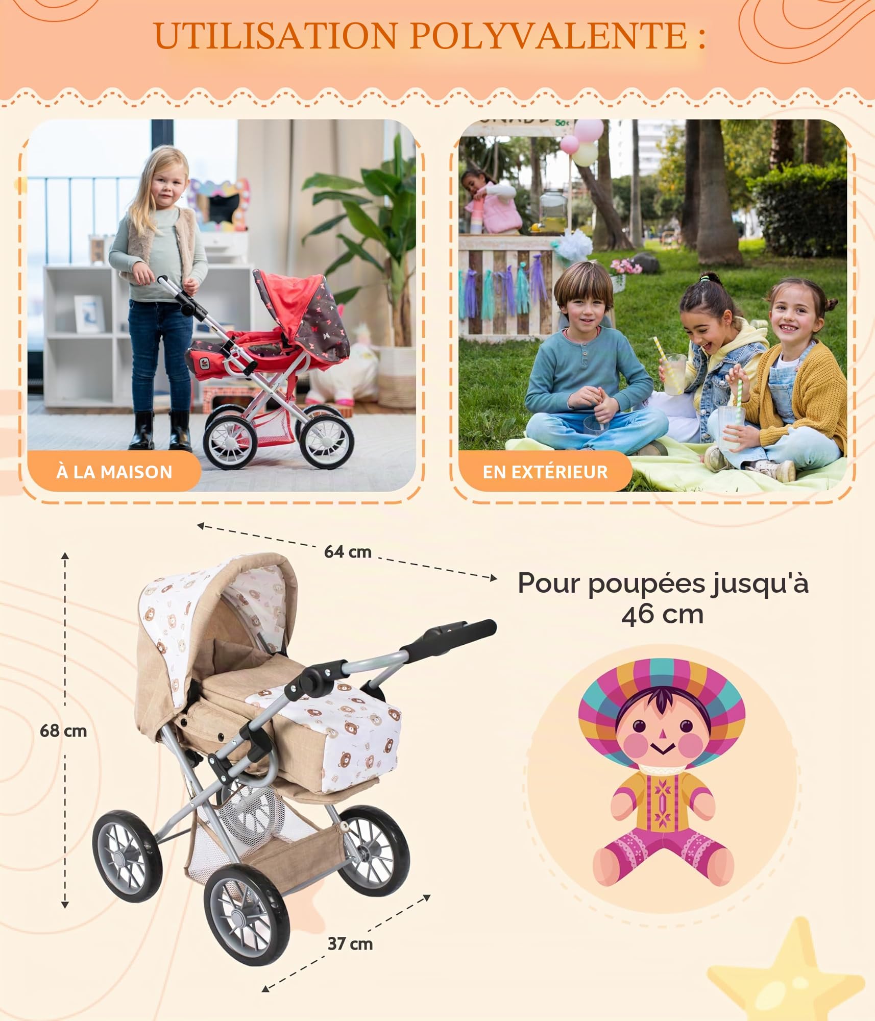 Bayer Chic 2000 Poussette Poupon 3en1 Leni | Évolutive & Ergonomique | Une poussette pour poupon 3en1 haut de gamme, saine et évolutive pour accompagner votre enfant durant des années.