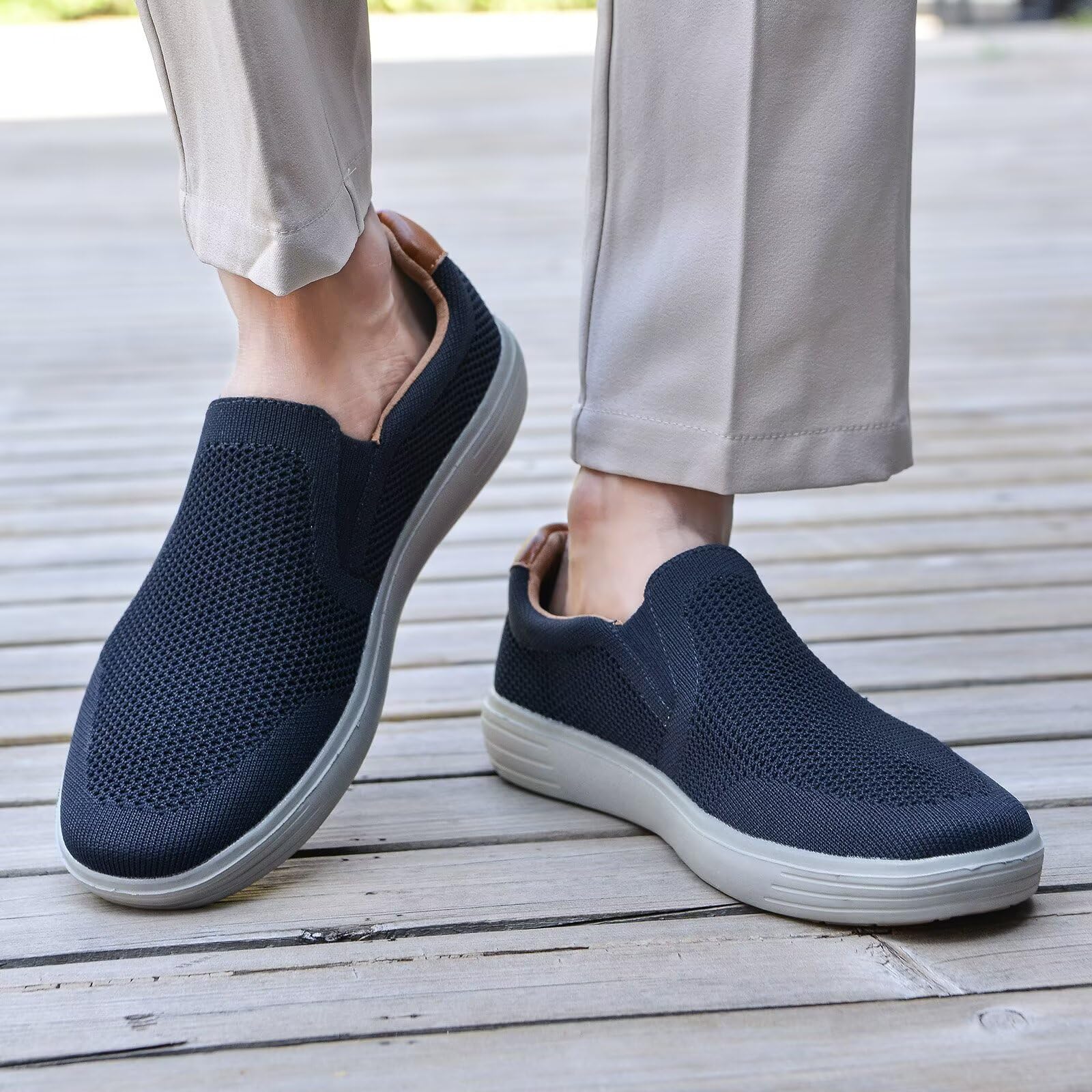 Puxowe Mocasines Casuales para Hombre, Zapatos de Malla para Caminar, Mocasines de Vestir para Negocios y Ocio