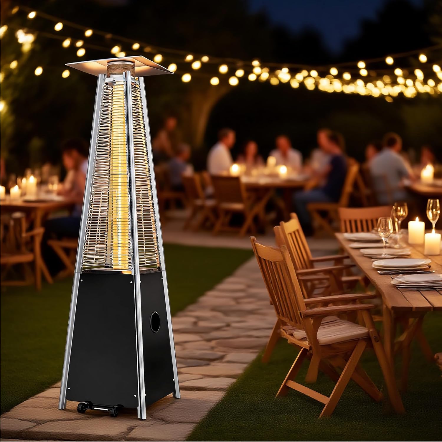Patio Heater Glass Tube Accessory 49.5"x4" with Silicone Ring – Outdoor Heater Glass Tube for 4-Sided Pyramid Patio Heaters, Durable Quartz Tube