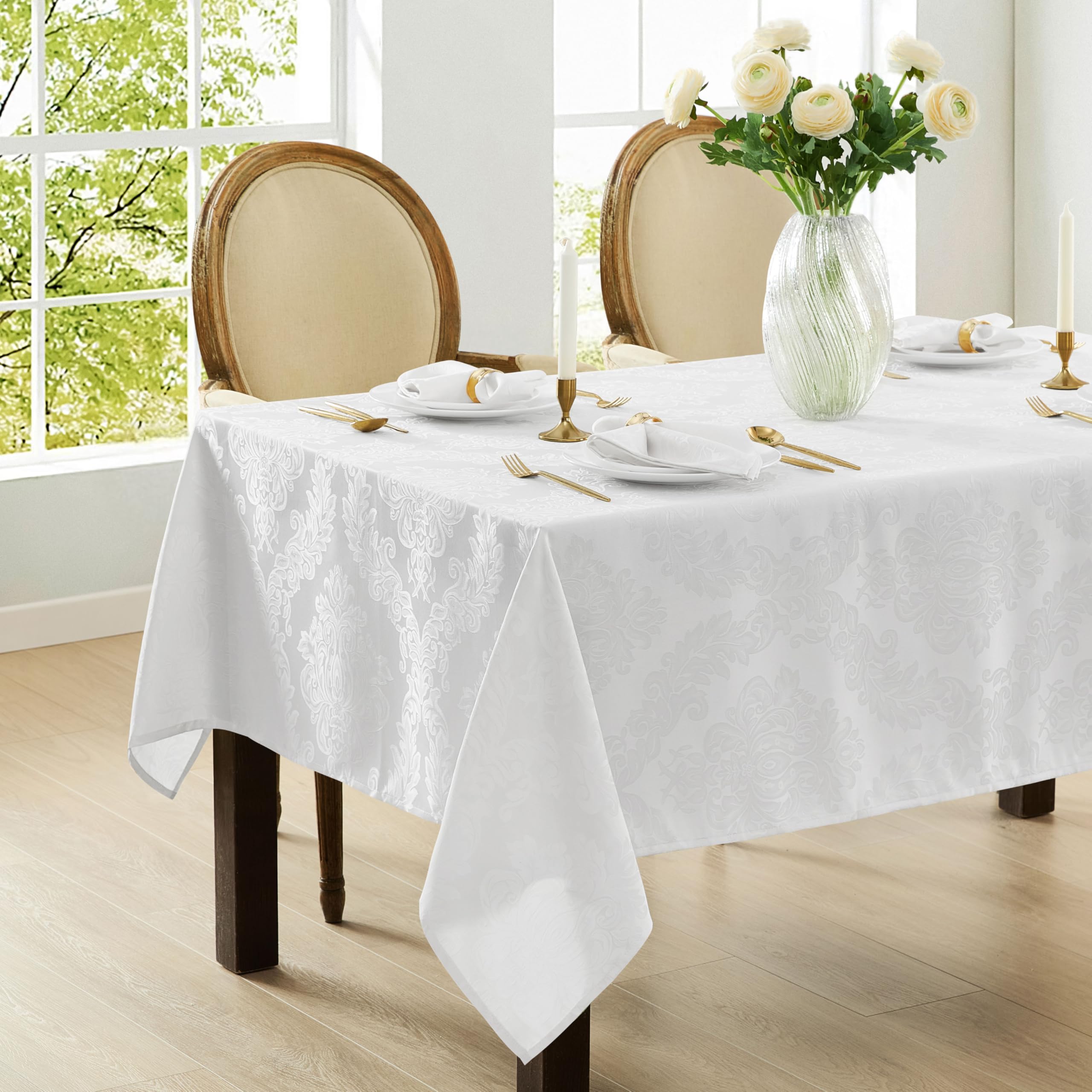 Snapklik.com : Barcelona Luxury Damask Fabric Tablecloth, 70” Extra ...