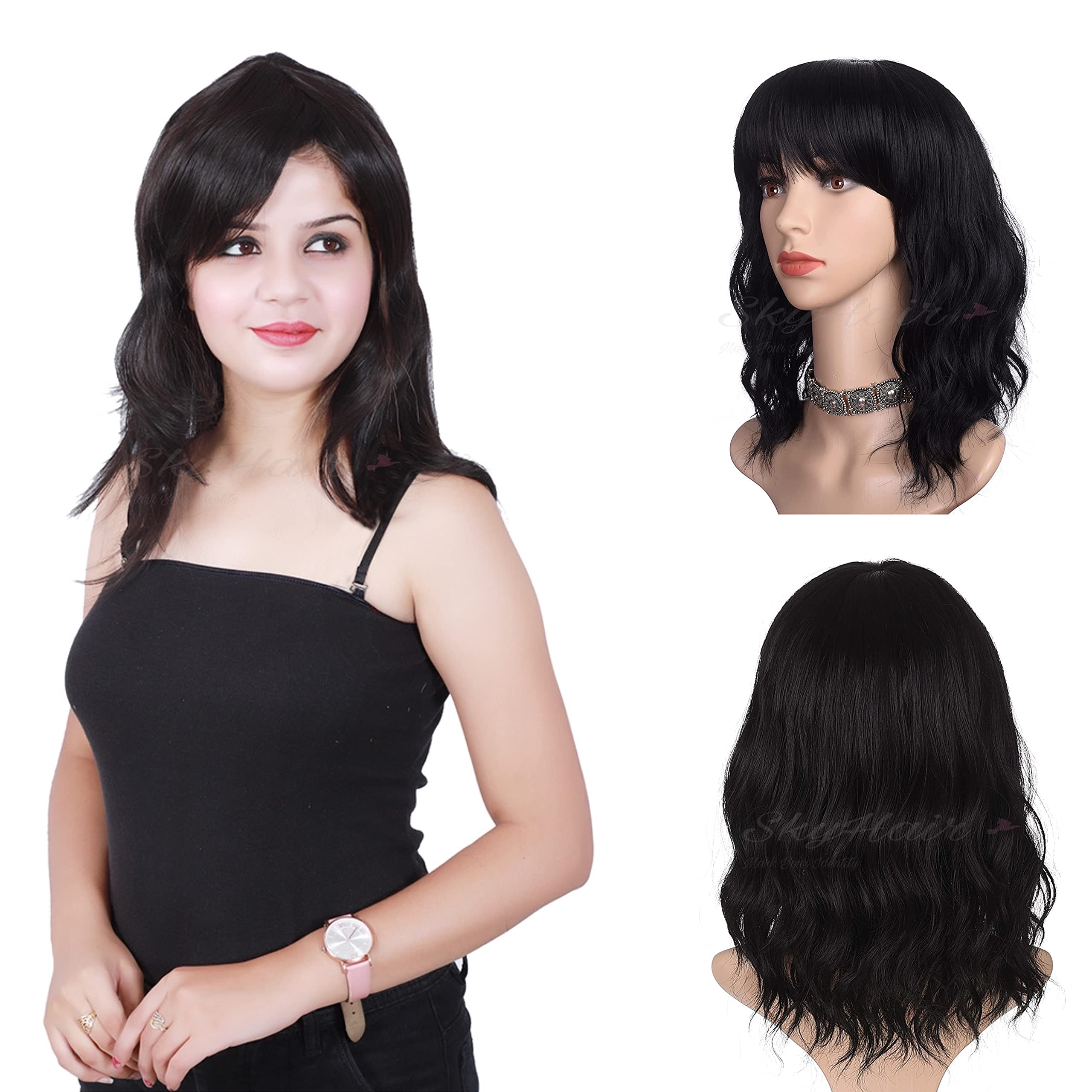 SkyHair Full Head Premium Synthetic Hair Wigs for Women and Girls with Natural Looking Front Bangs | Undetectable Women's Hair Wig for Chemo or Daily Use for Volume and Length| (22 Inches, Matte Brown)-image-3