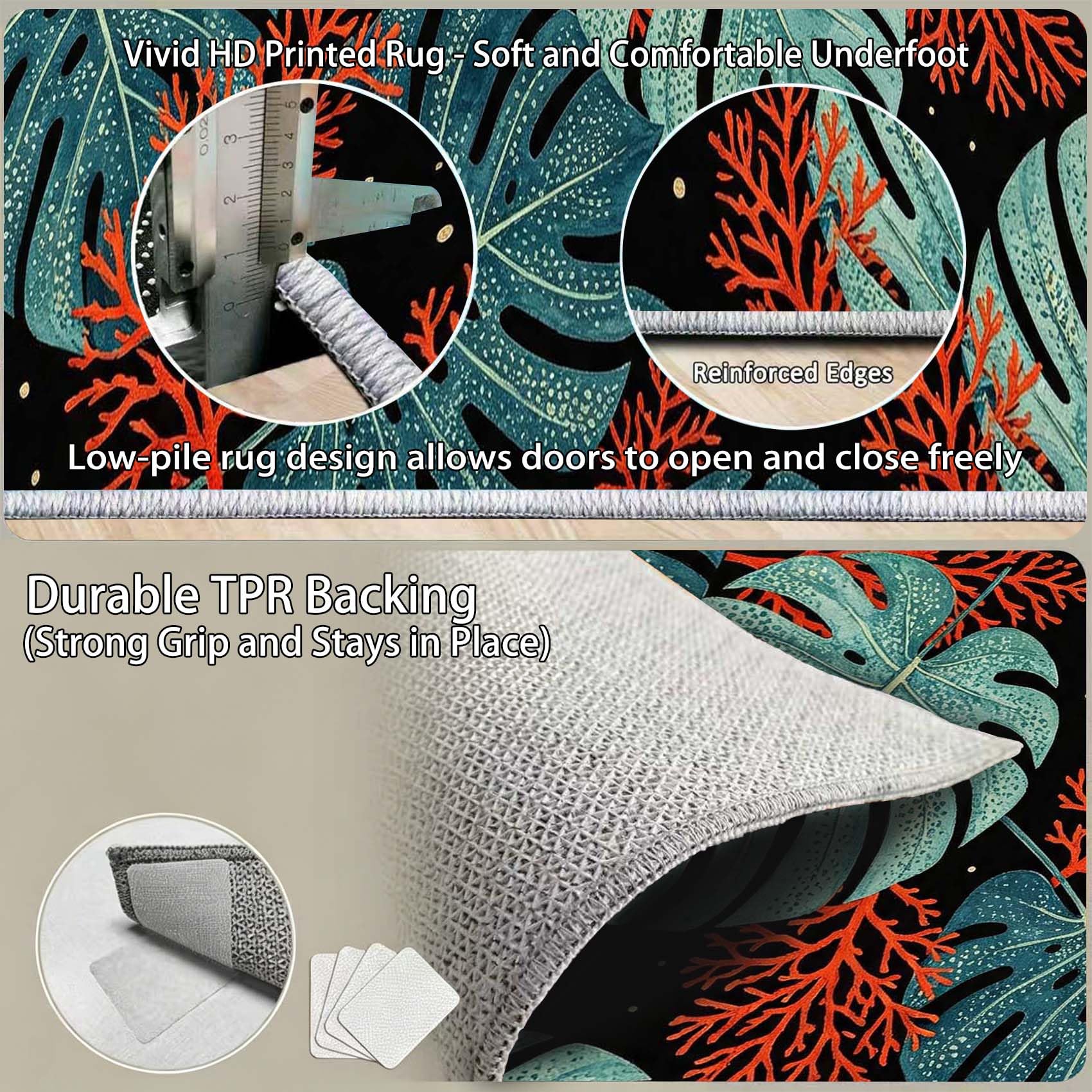 Tapis Doux Poils 120 x 170 cm, Feuilles de Monstera Decoration Lavable