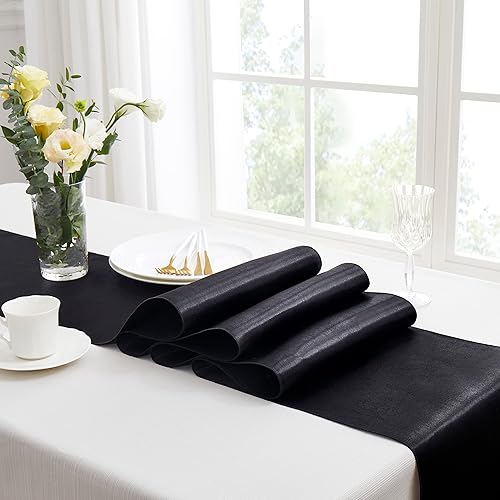 Miniatura 5 de 12 caminos de mesa de satén negro de 12 x 108 pulgadas, elegante y suave, decoración de mesa de tela sedosa para decoración de boda, banquete de