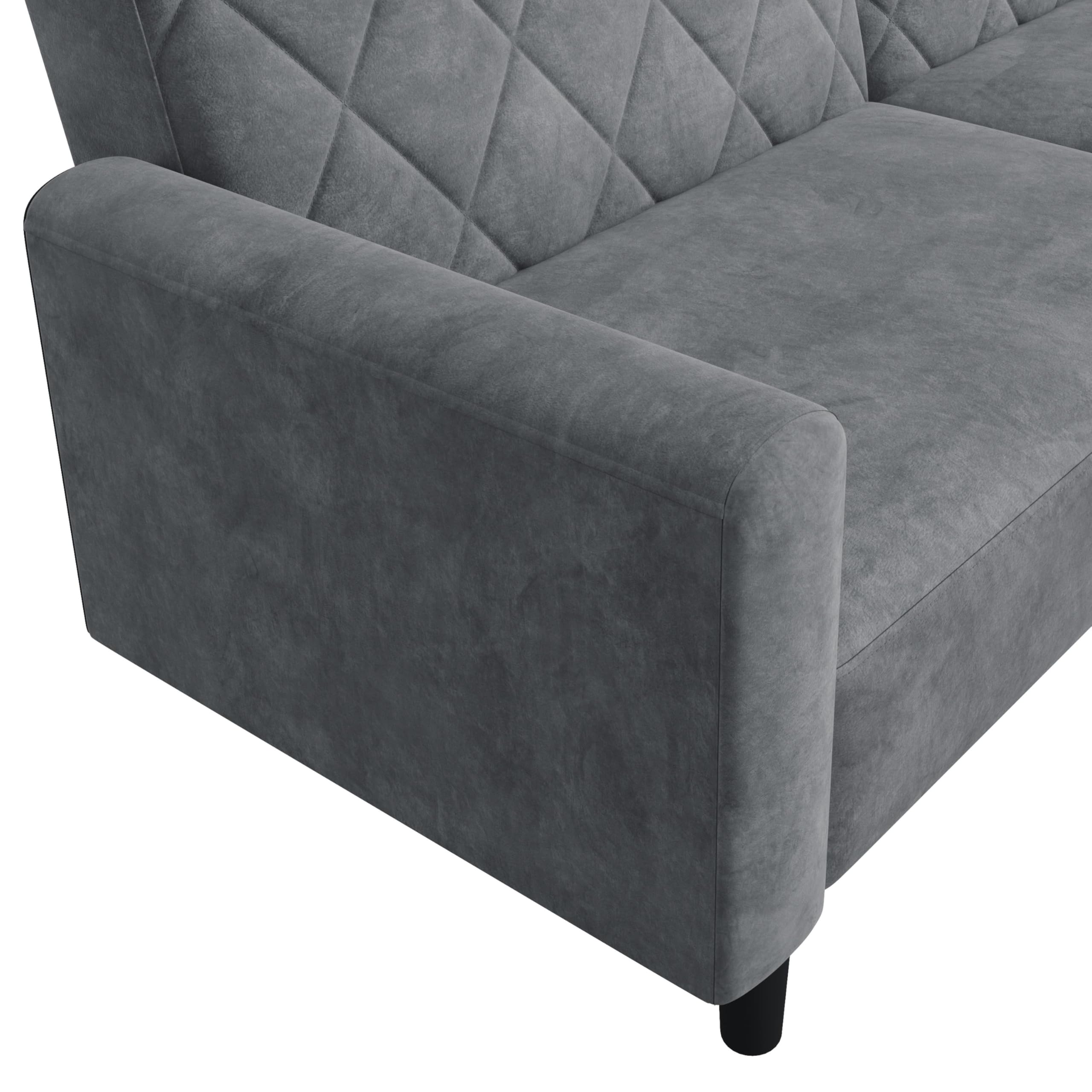 Yaheetech 2 Sitzer Sofa mit Schlaffunktion, 159cm Sofabett aus Samtstoff, Kleine Schlafcouch, 140,5 × 94 cm Liegefläche, für Wohnzimmer/Schlafzimmer, Dunkelgrau