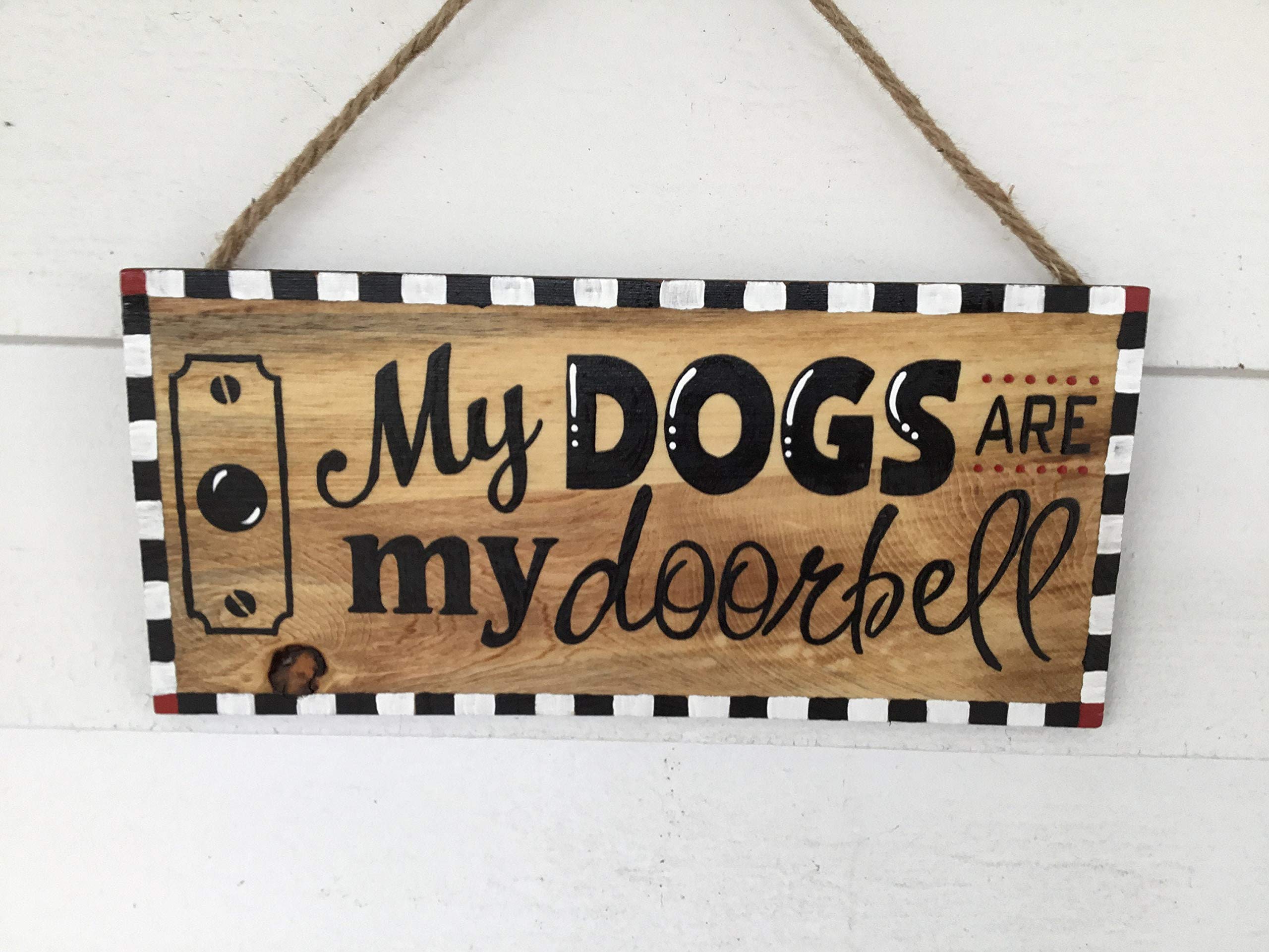 88NIUHULU 12"x 5" My Dogs are My Doorbell Sign, Dog Door Sign, Dog Door Hanger, Funny Dog Sign, Dog Sign, Dog Doorbell, Dog Lover's Sign, Dog Decor, Dog Love