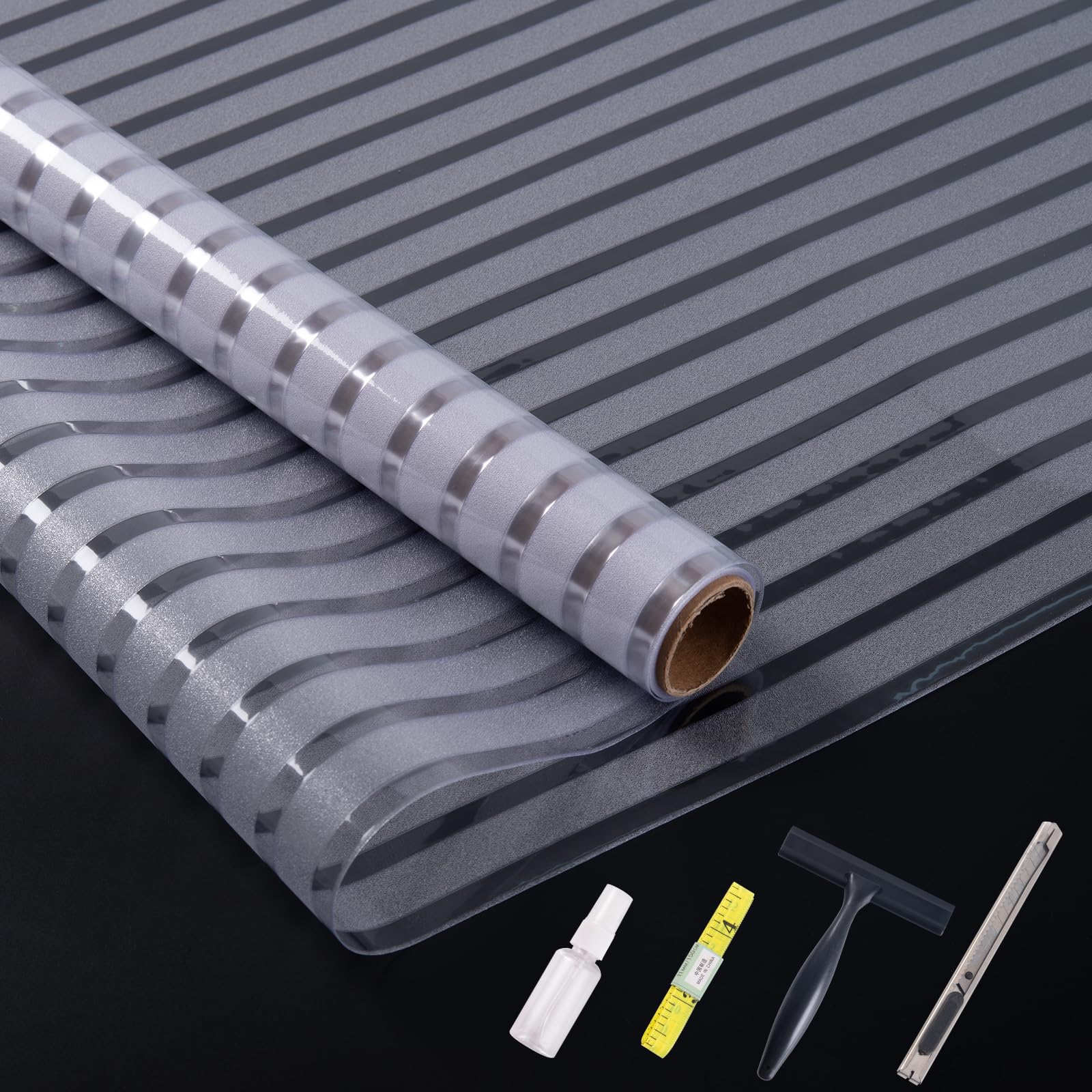 Cjytrinova Striped Frosted One-Way Window Privacy Film With Free Installation Tools,Premium Pet Material,Heat Control Anti Uv Blocking And Privacy Protection Window Film.window Tint For Home Office 60 * 600Cm