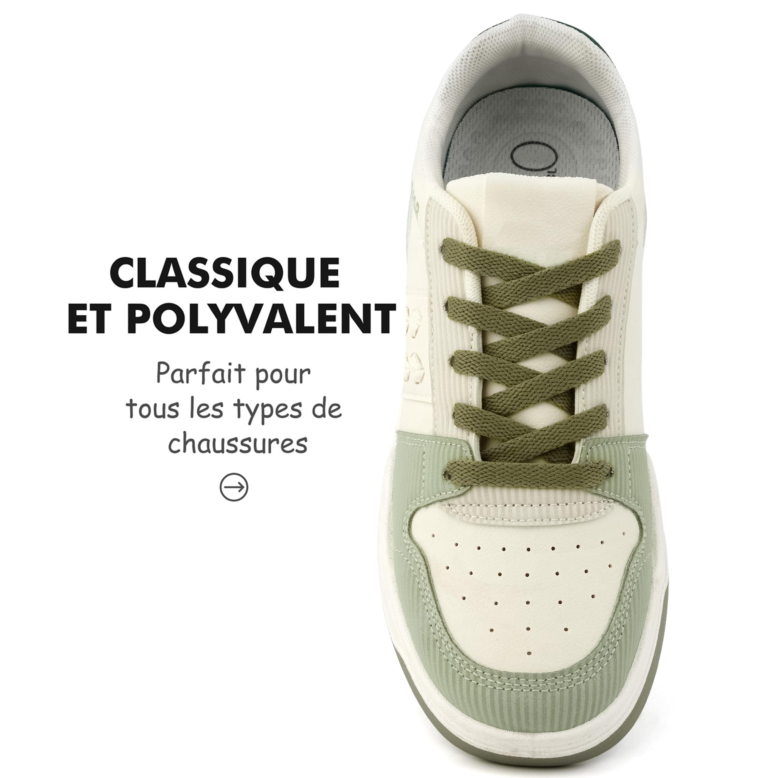 Des lacets plats Stepace de 8 mm, une option simple et efficace pour revitaliser vos chaussures.