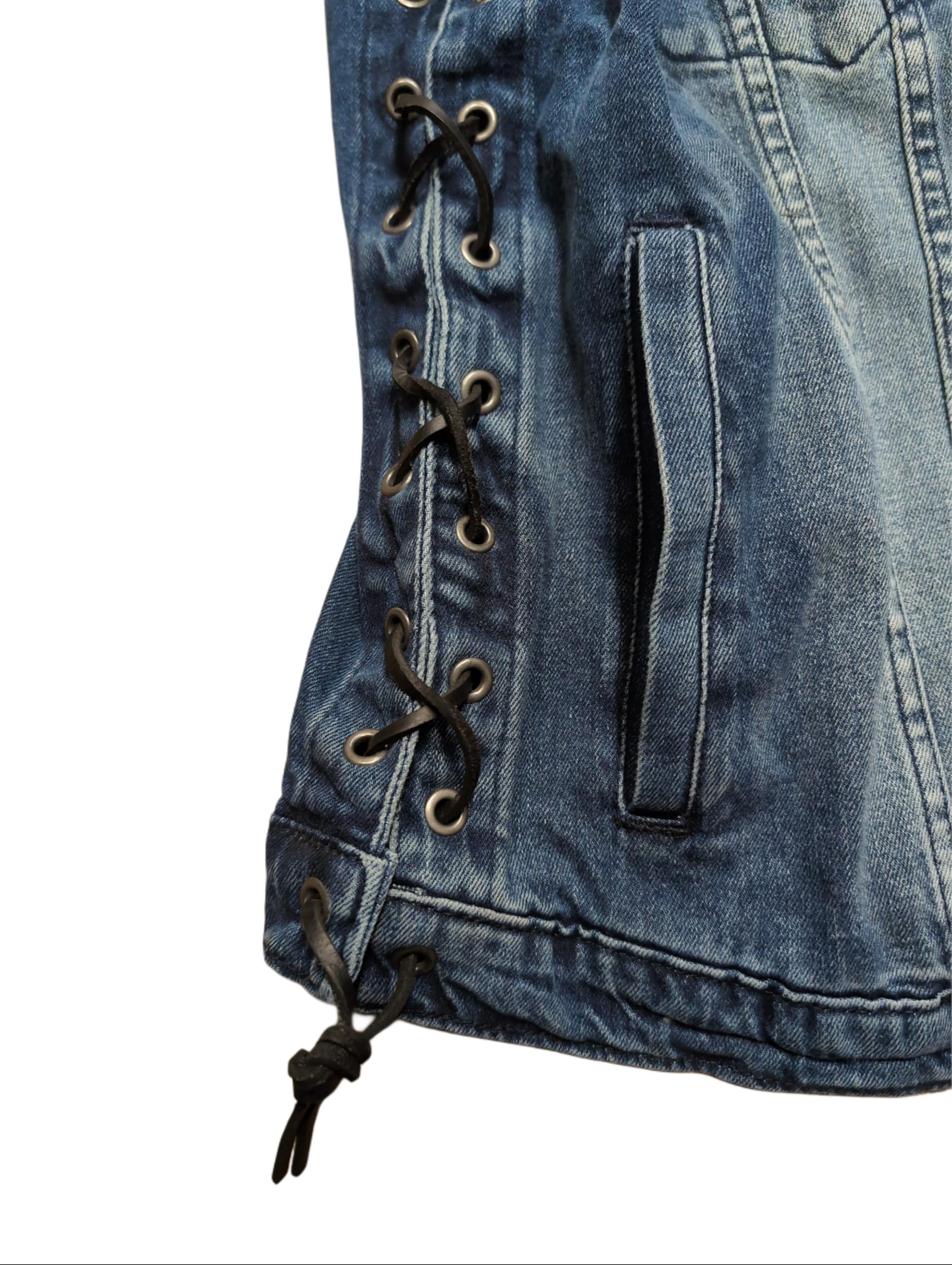 Jeanskutte Blau mit Schnürung, Halle15Clothes Kutte