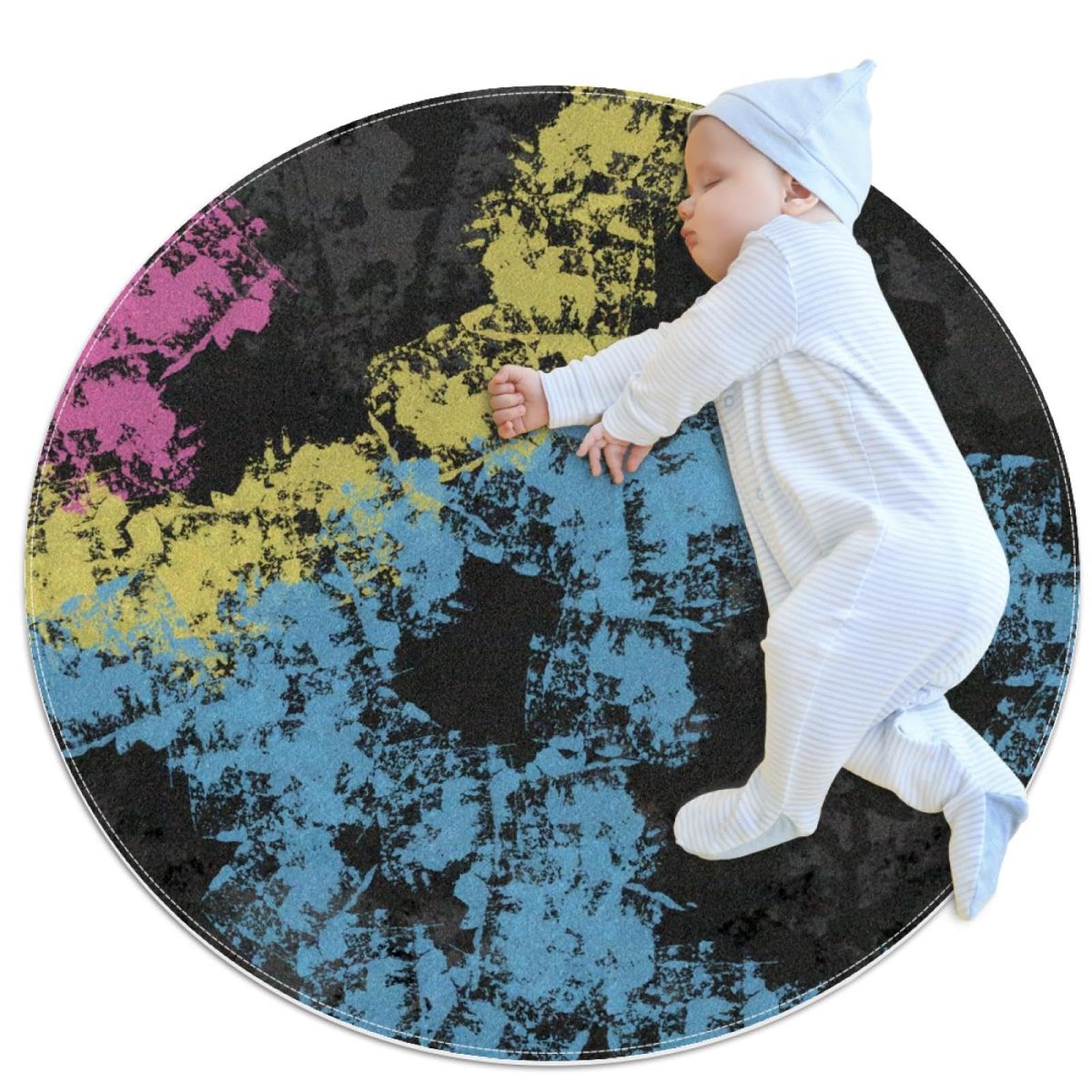 Tapis de salle de bain antidérapant rond de 1m à texture artistique