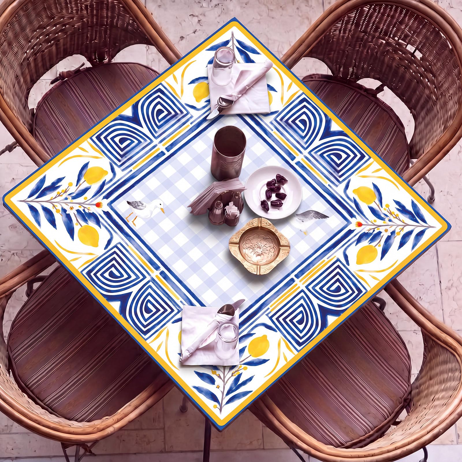 Ensemble de tapis de Mahjong avec sac de transport, Amalfi | 80 cm x 80 cm, antidérapant, réduction du bruit, pour mahjong/poker/jeux de société/jeux de cartes/dominos