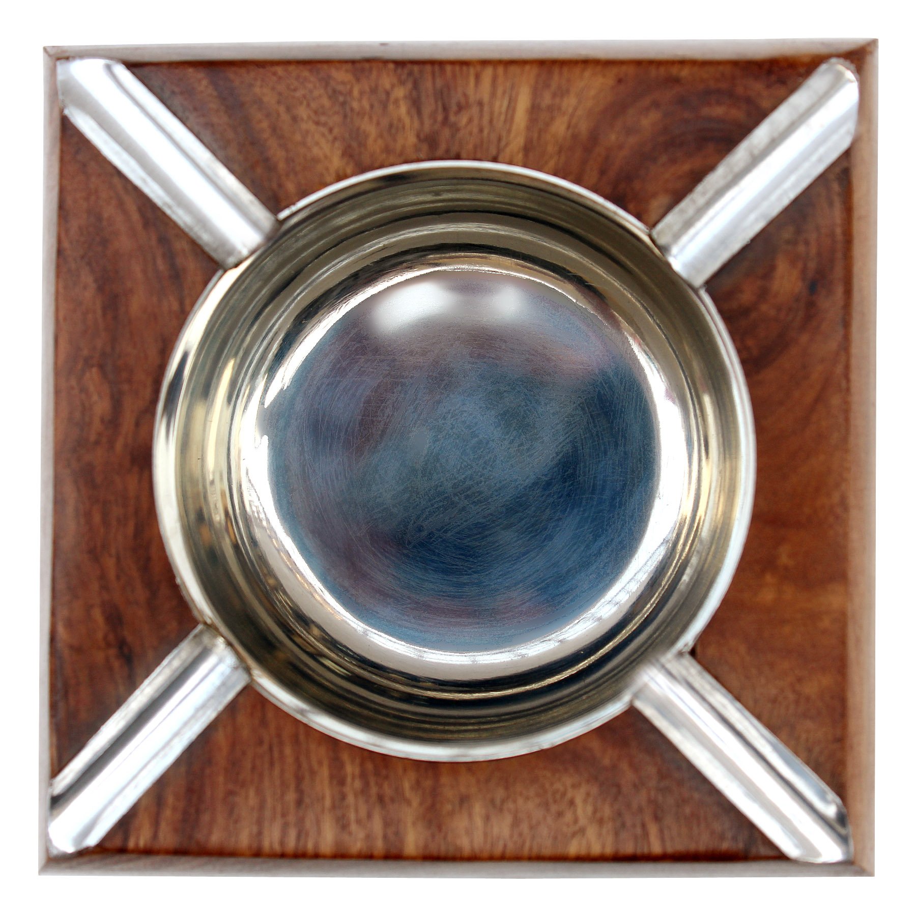 ITOS365 Handmade Wooden and Stainless Steel Ashtray Square for Home Office Car Gifts 1