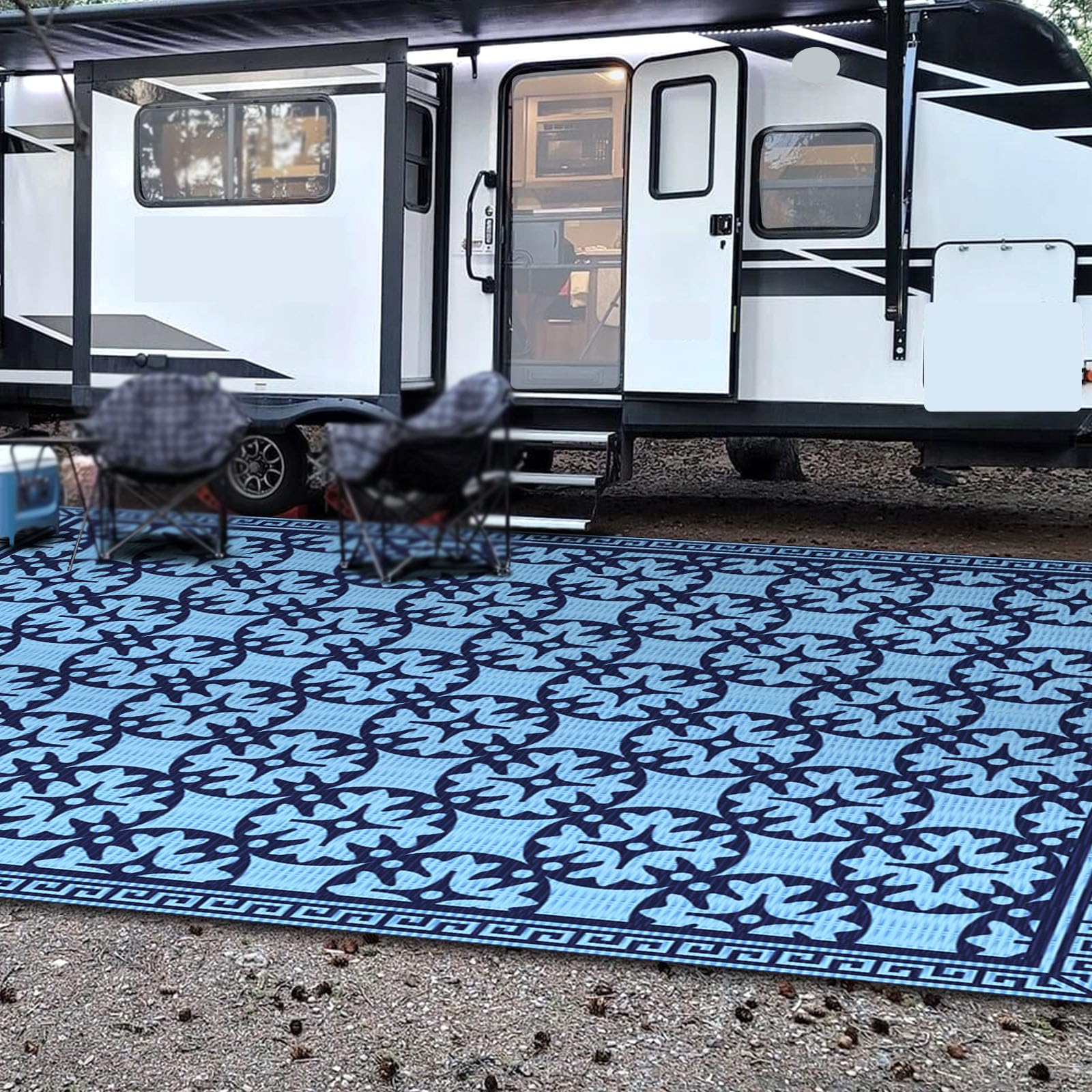 TIPHOPE 9X12FT RV Outdoor Rug with Carrying Bag, Portable Patio Mats Waterproof Outdoor Camping Rugs for Outdoor, Patio, RV, Picnic, Beach, Backyard,