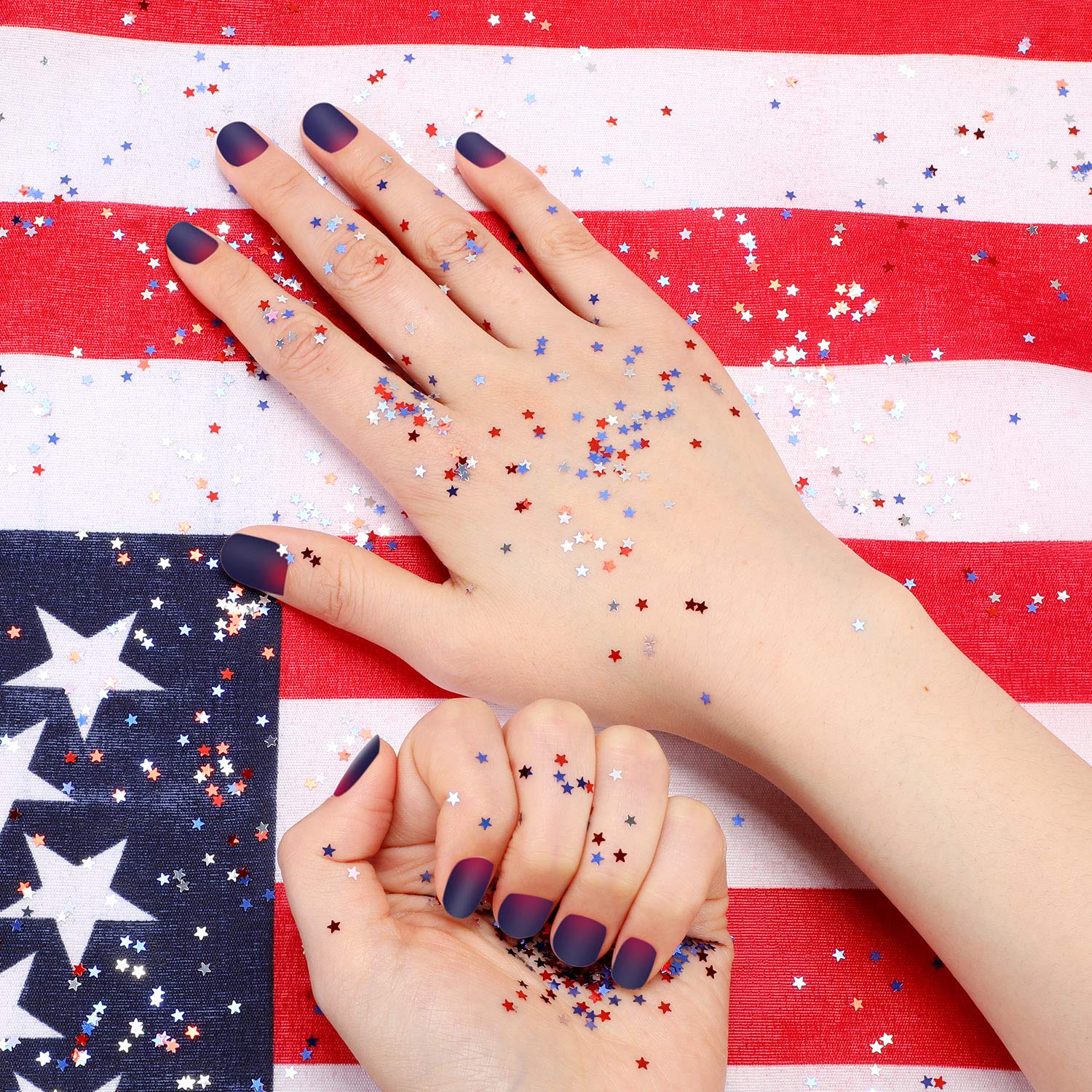 12 Boxes 4th of July Nail Art Star Glitter Nail Decals Labor Day Patriotic Red Blue White Sequins Art Confetti Star Shaped Manicure Decorations for Eye Face Body Decorations DIY Crafts