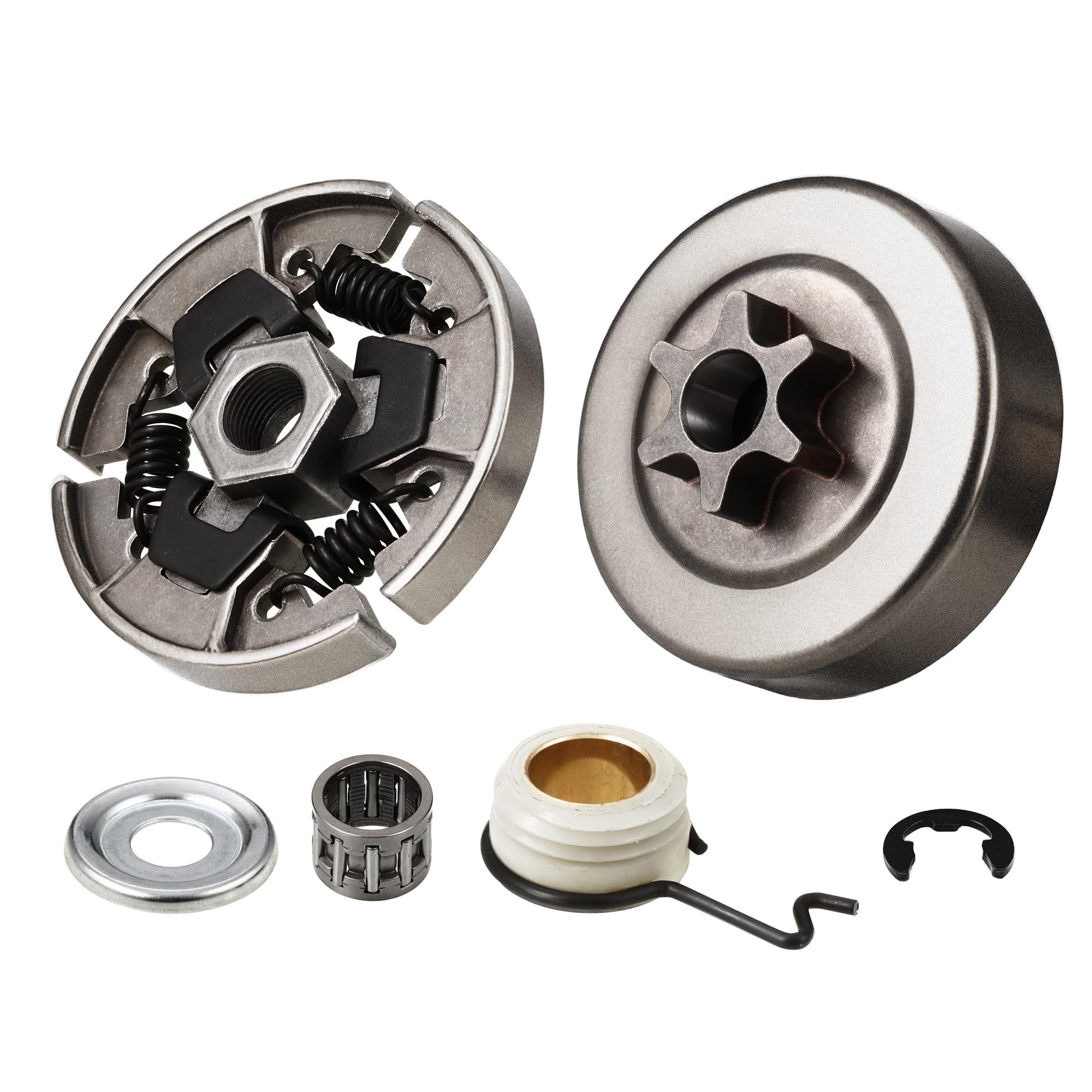 3/8" 6 Teeth Clutch Sprocket Drum Kit for Stihl 017, 018, 021, 023, 025 MS170, MS180, MS210, MS230, MS250 Chainsaws – Includes Needle Bearings, Washer