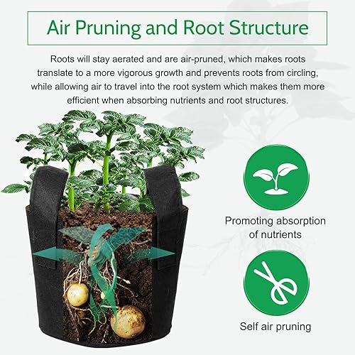 Miniatura 5 de JERIA Paquete de 8 bolsas de cultivo de 7 galón macetas de tela de aireación con asas macetas de cultivo no tejidas gruesas y resistentes con 8