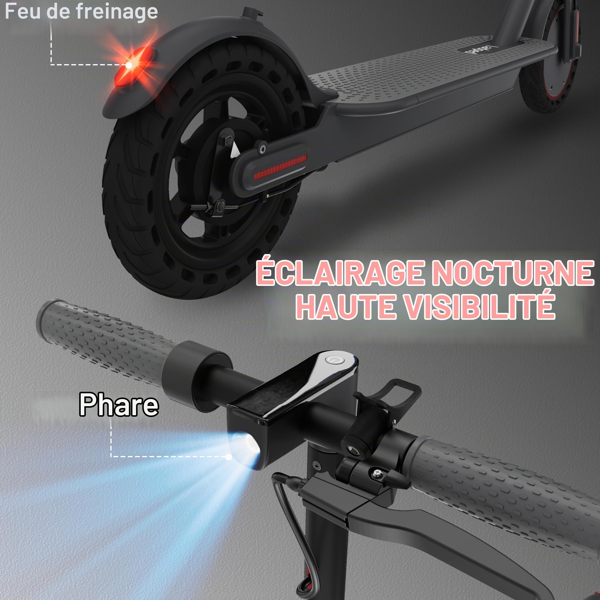 Trottinette Electrique Adulte, Moteur 350W Autonomie 25Km Trottinette Électrique Pliable 8,5" Pneu Anti-crevaison Electric Scooter avec Double Frein, APP