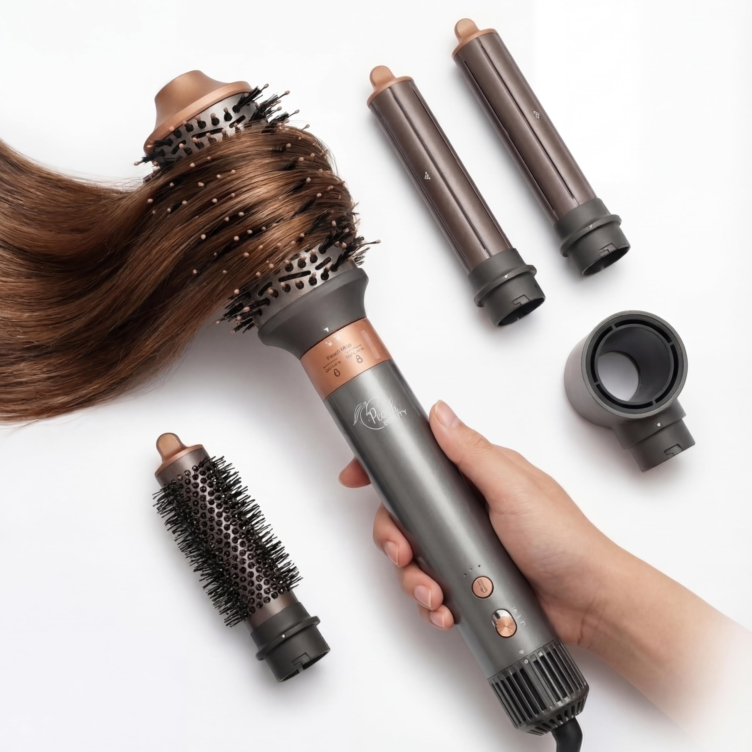 Hair Styler 5 in 1 | Tubo Dell'aria Calda | Pennello per Volume | Pennello Tondo | Ferro Arricciacapelli | Asciugacapelli | 110.000 giri al minute | 1400 W
