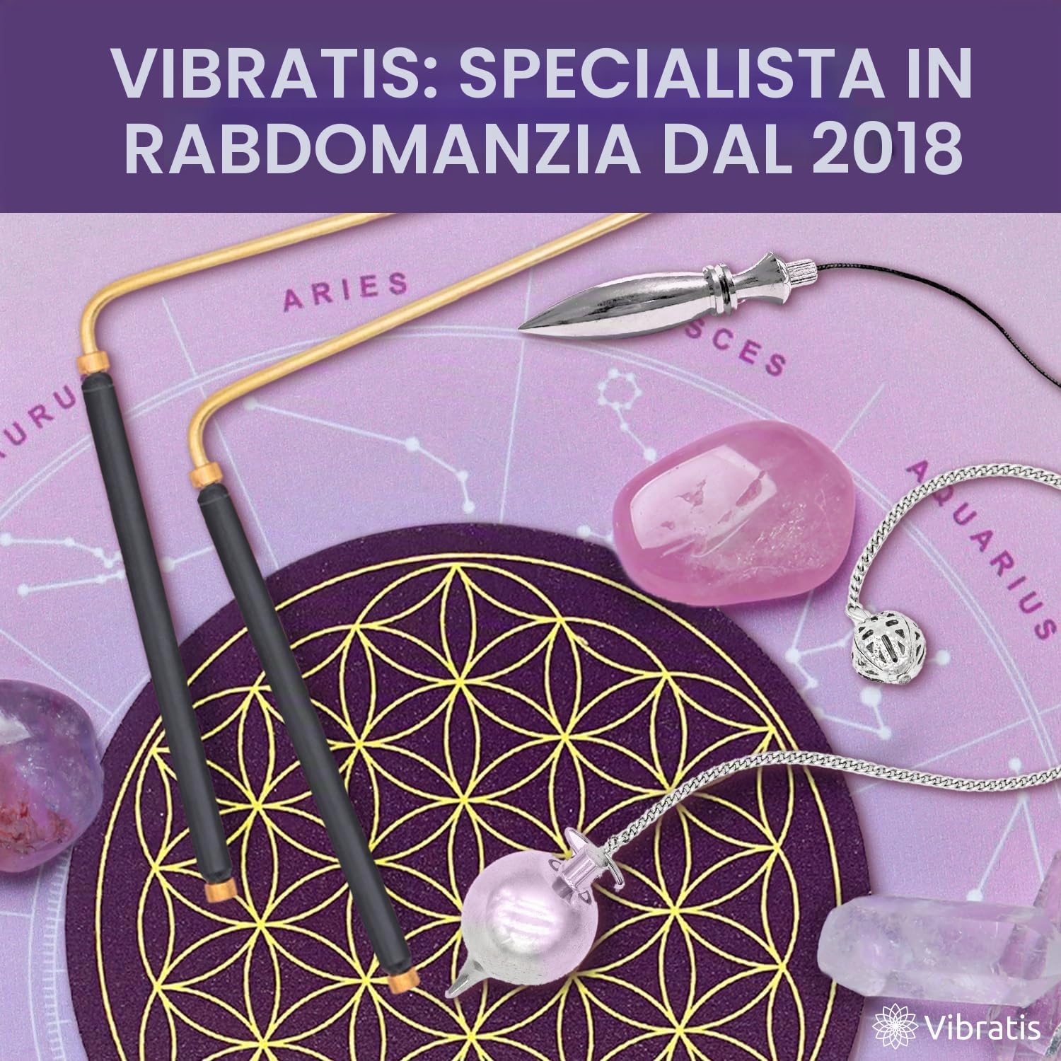 Vibratis Bacchette Professionali per cercatore e Pendolo divinatorio, Confezione Ideale per Iniziare la radiestesia [◕