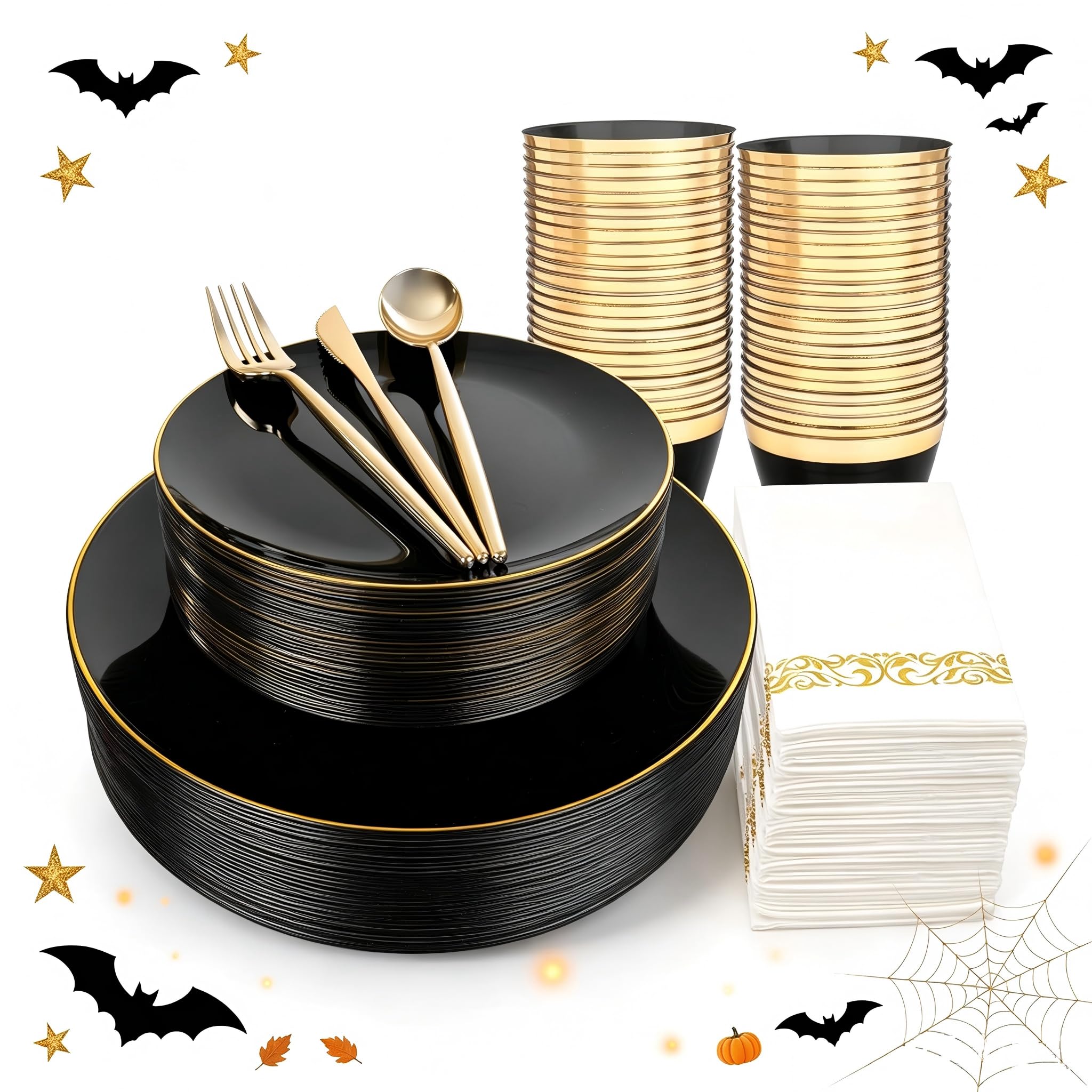 MirthMood Disposable Plates - 210 Pcs Party Supplies -16