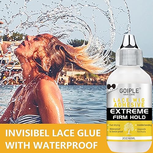 Miniatura 7 de Goiple Pegamento para peluca, pegamento de encaje de 2 onzas, pegamento de encaje frontal impermeable para pelucas, pegamento de peluca de secado