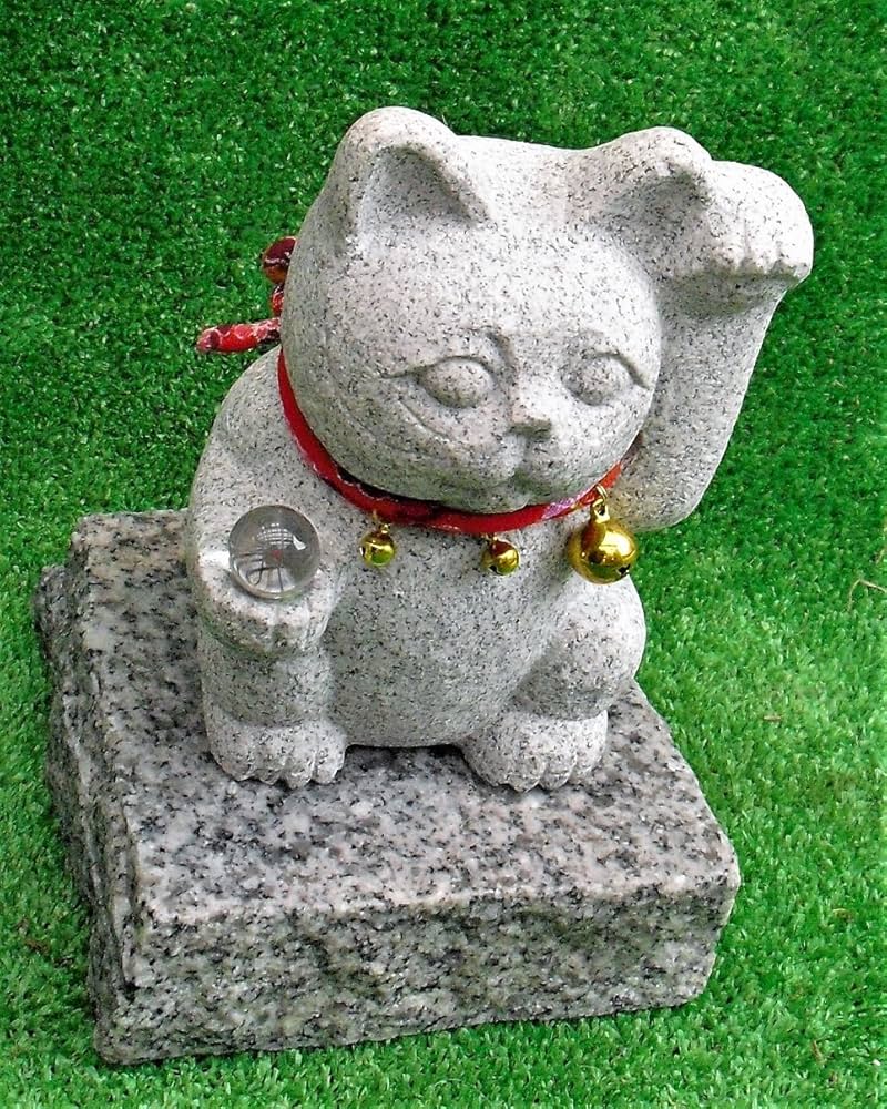 ◆石材 招き猫 　置物 猫の置物 　千客万来　招き猫御影石　高さ47㎝ 楽天市場】招き猫 御影石の通販